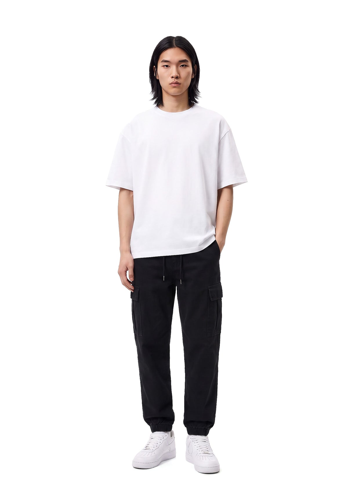 PANTALON NEGRO GASTADO SIDE POCKETS JOGGER PANT
