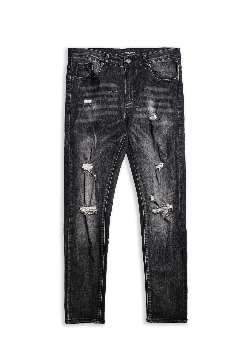 PANTALON VAQUERO NEGRO GASTADO FRONT BROKES PANT - AREA ZERO