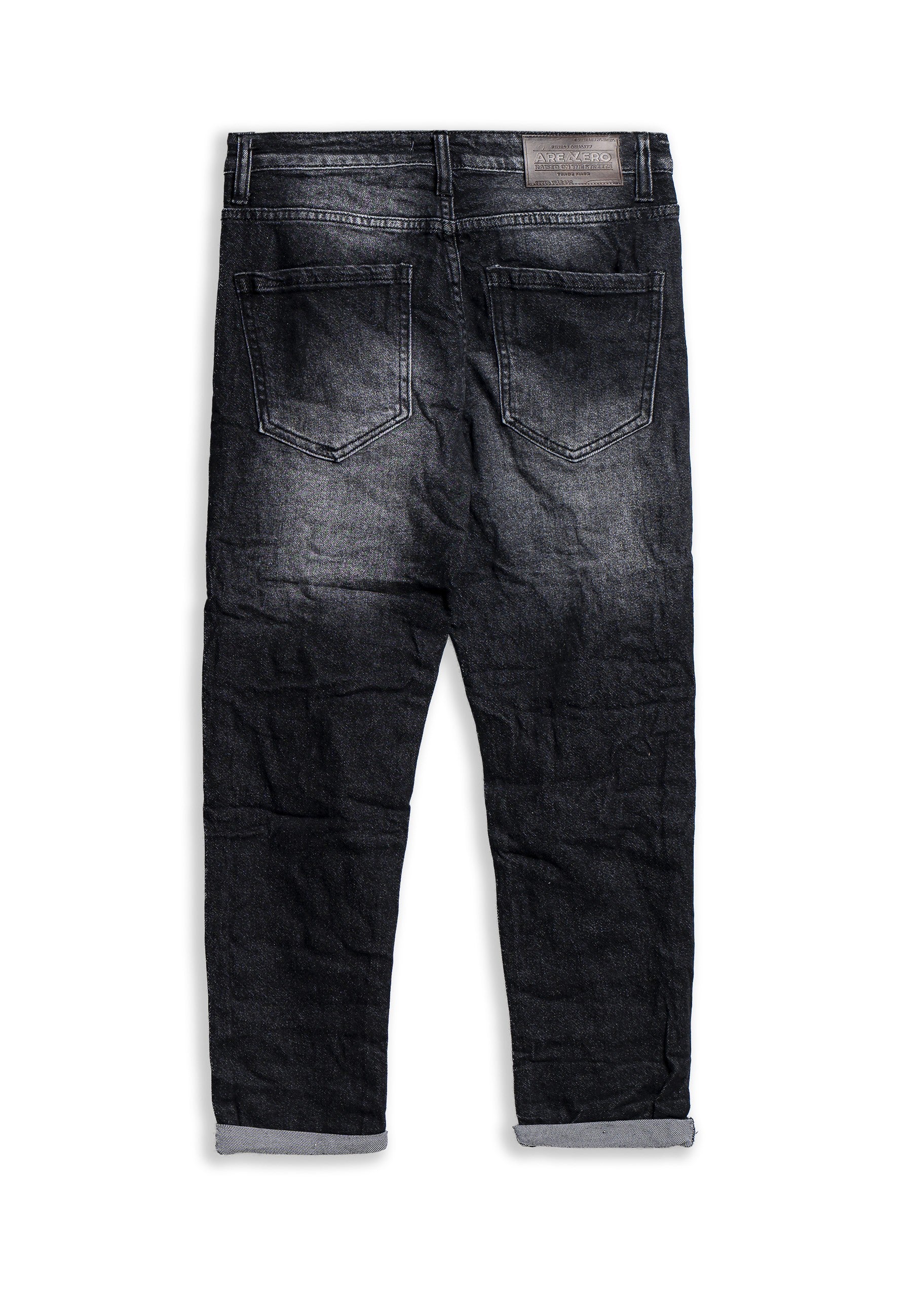 PANTALON VAQUERO NEGRO GASTADO TURNED UP HEM PANT
