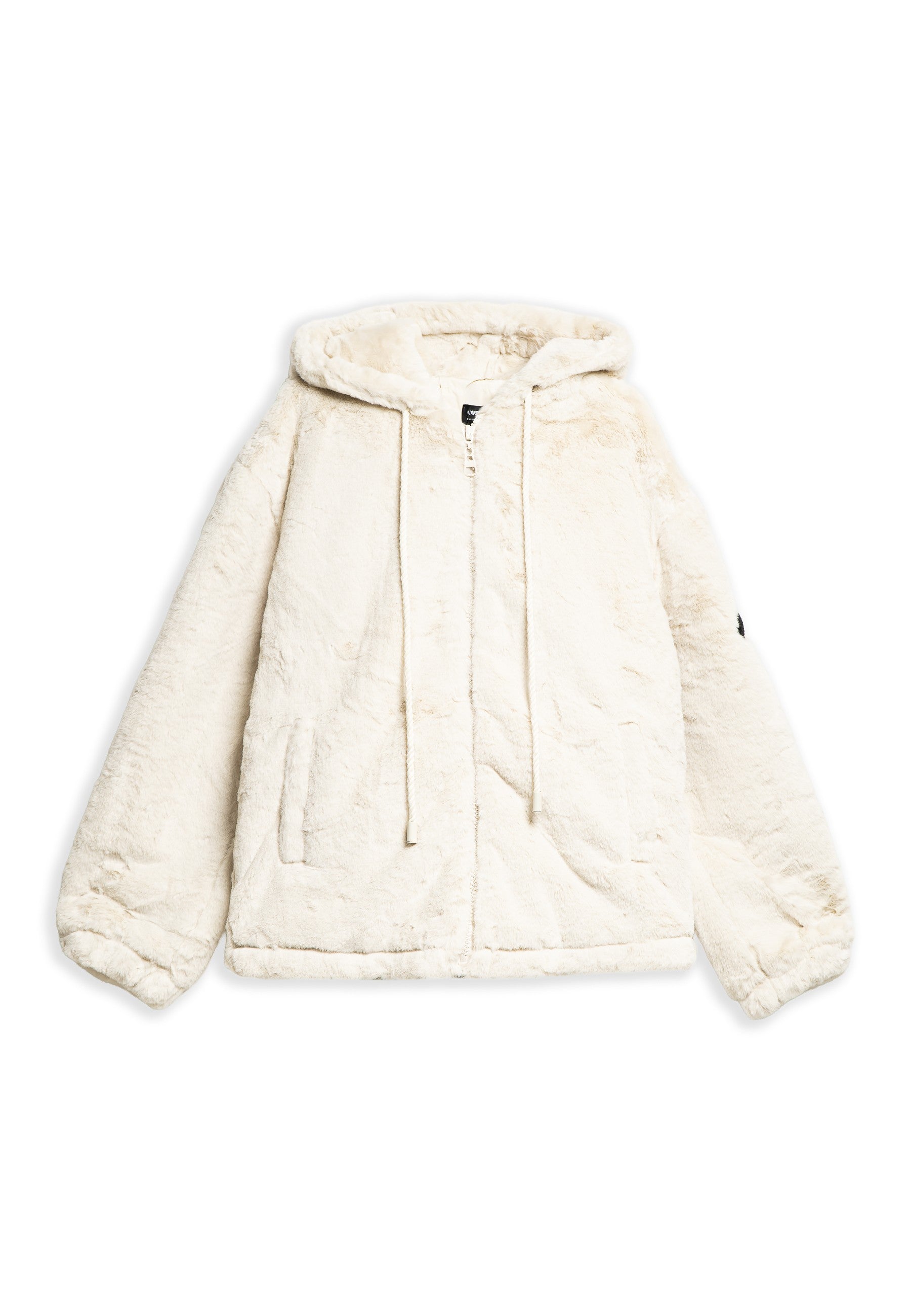 POLAR BEIGE RESPECT HOODED BORG JACKET