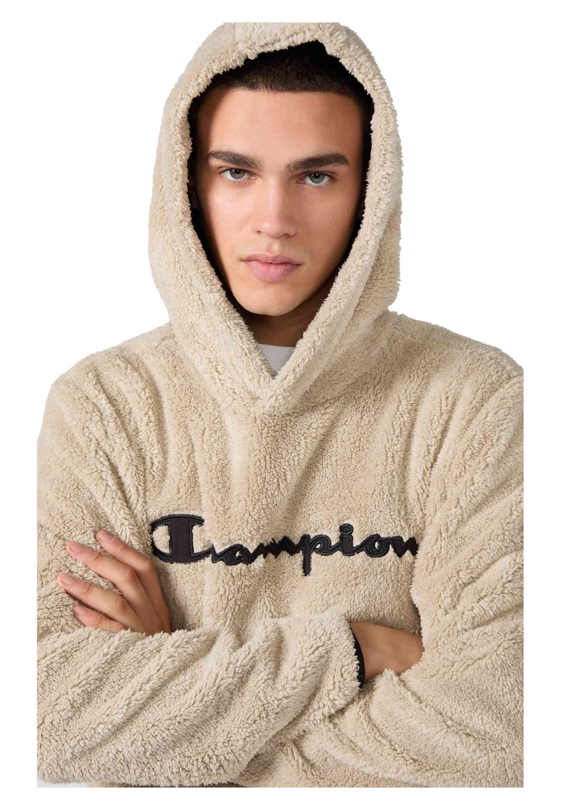 POLAR CHAMPION BEIGE EMBROIDERED LOGO HOODED SHERPA