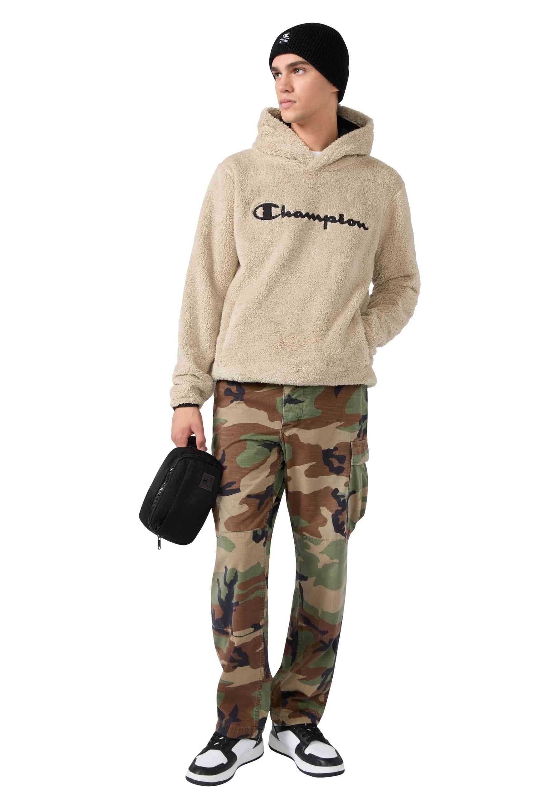 POLAR CHAMPION BEIGE EMBROIDERED LOGO HOODED SHERPA