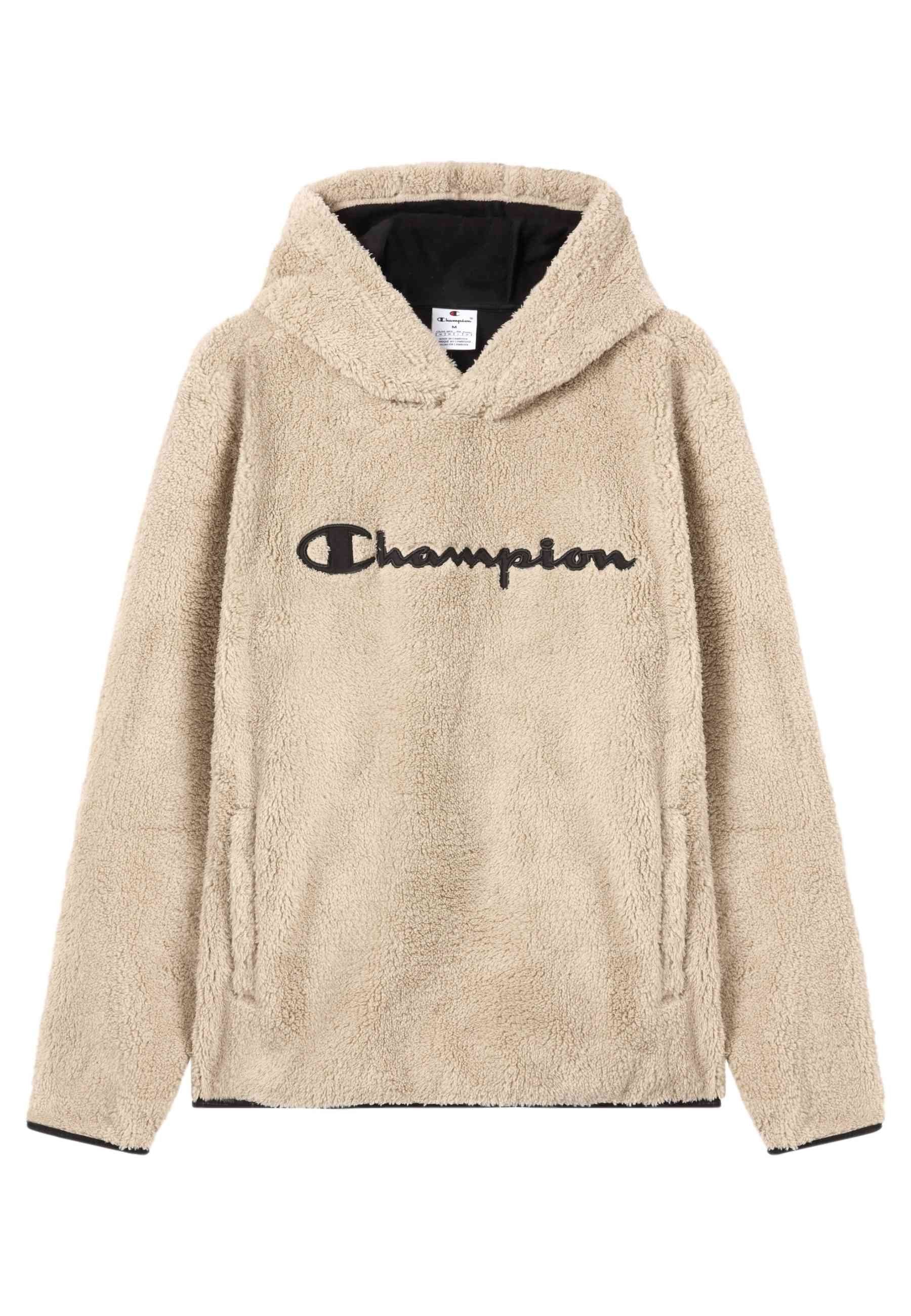 POLAR CHAMPION BEIGE EMBROIDERED LOGO HOODED SHERPA