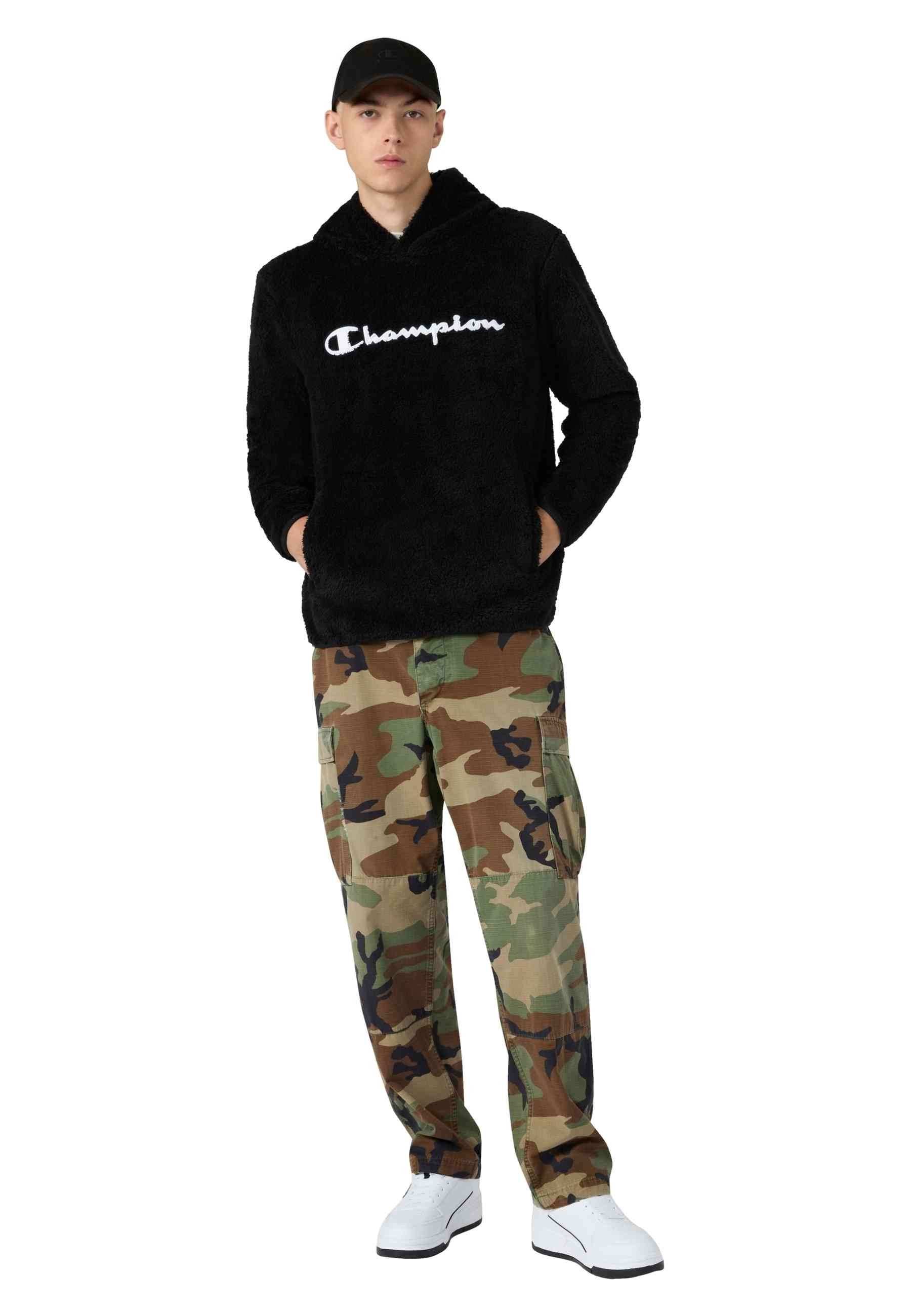 POLAR CHAMPION NEGRO EMBROIDERED LOGO HOODED SHERPA