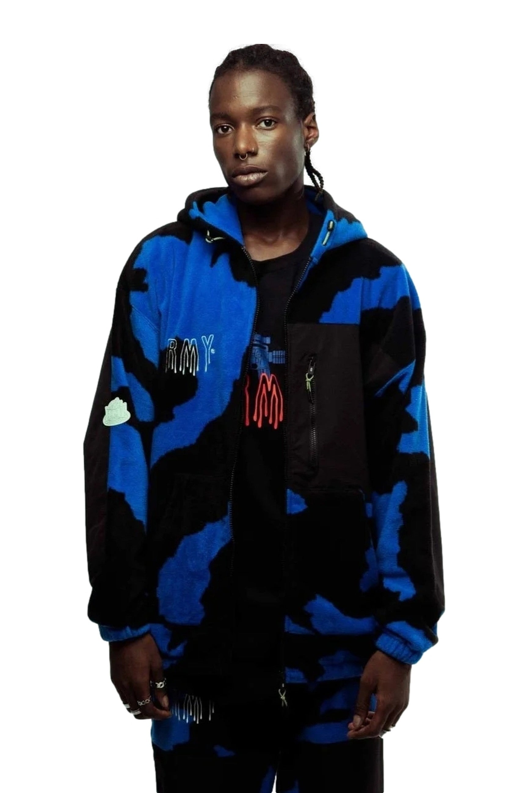 POLAR GRIMEY AZUL BACK AT YOU ALL OVER PRINT POLAR FLEECE ZIP