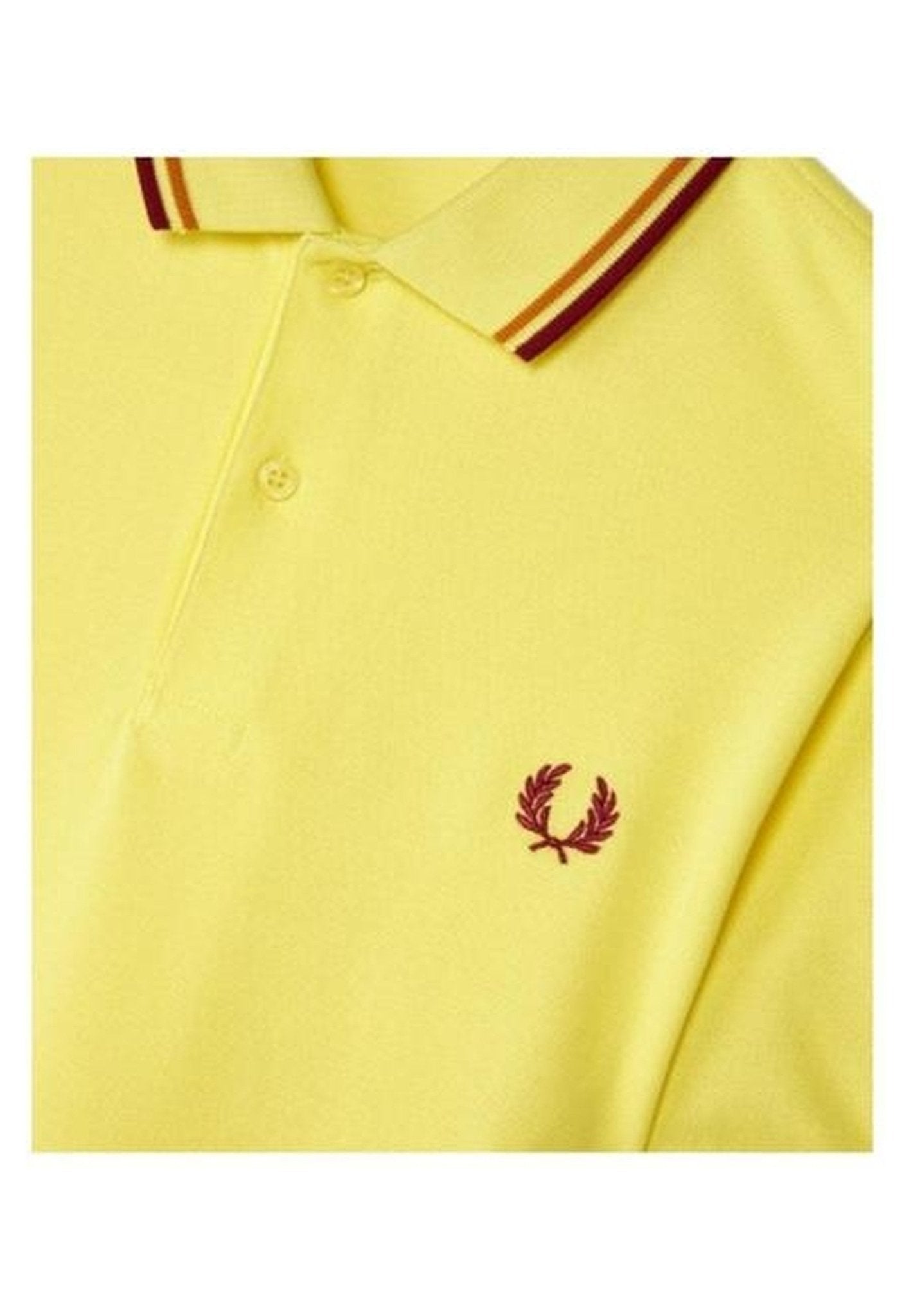 POLO FRED PERRY AMARILLO FRANAJ ROJA MANGA CORTA - AREA ZERO