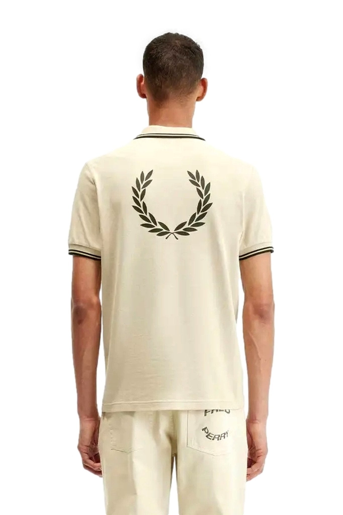 POLO FRED PERRY BEIGE BACK GRAPHIC POLO SHIRT - AREA ZERO