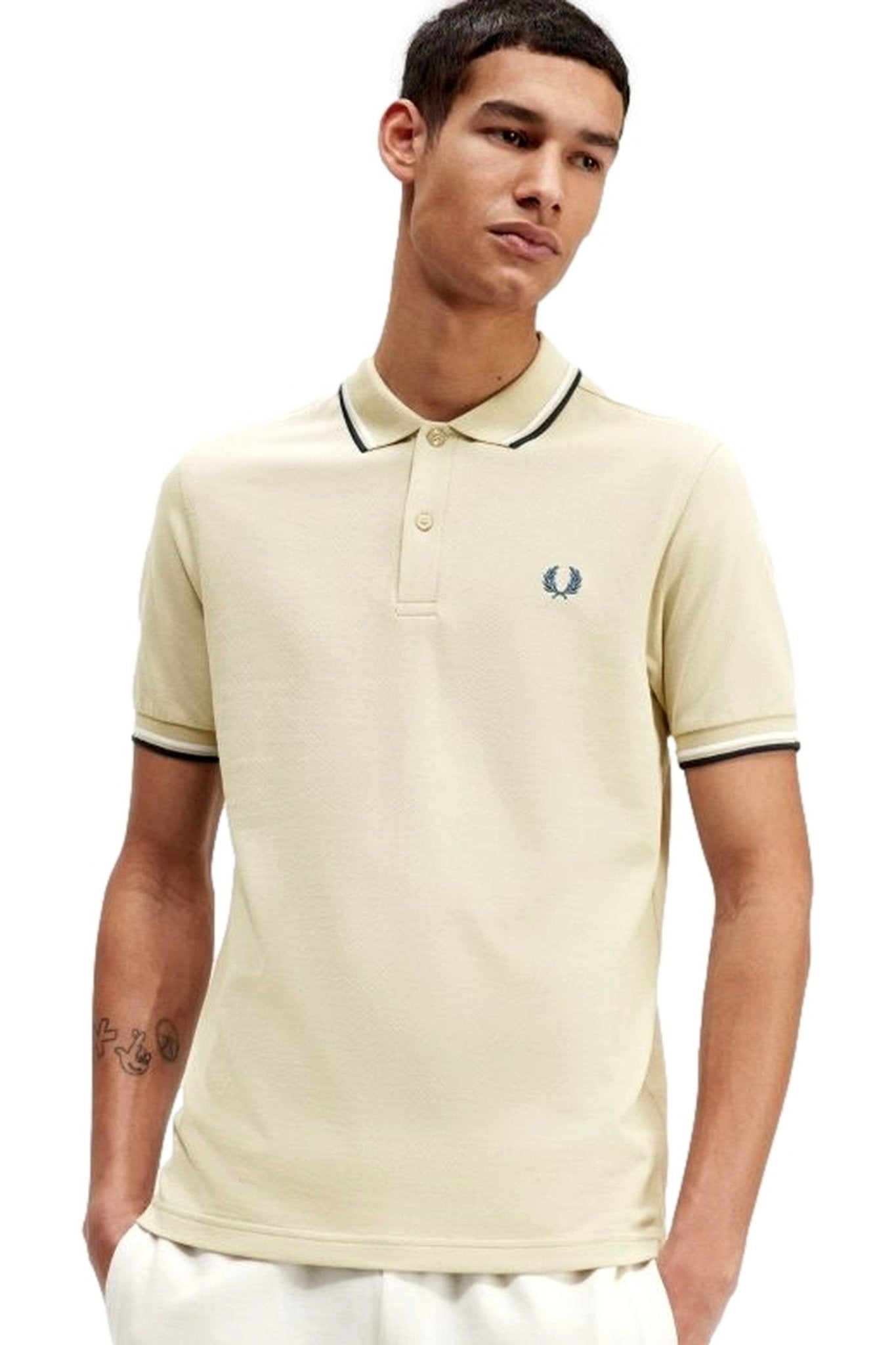 POLO FRED PERRY BEIGE T48 TWIN TIPPED SHIRT - AREA ZERO