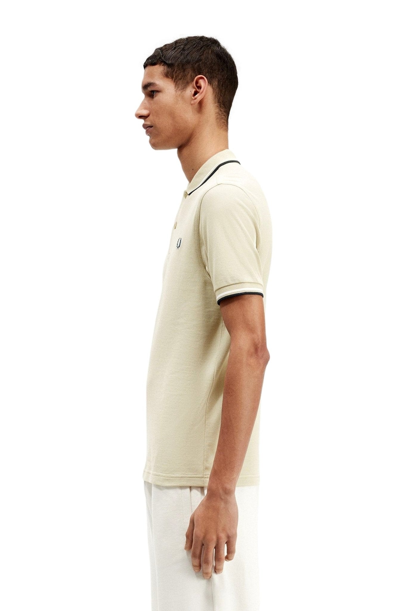 POLO FRED PERRY BEIGE T48 TWIN TIPPED SHIRT - AREA ZERO