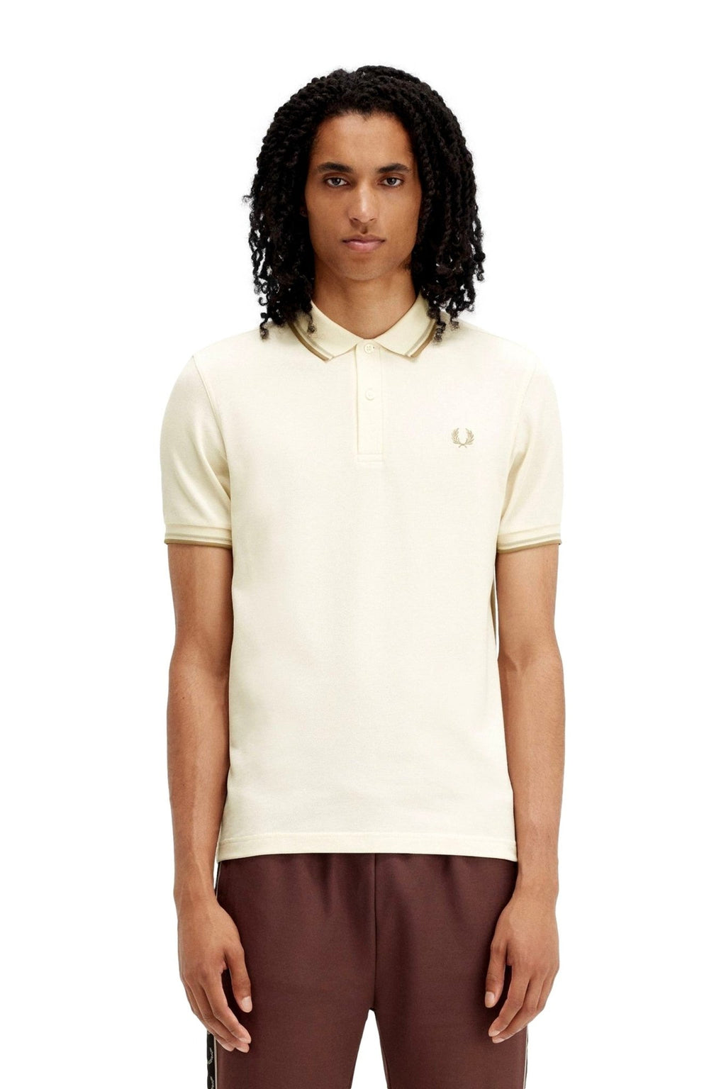 POLO FRED PERRY BEIGE W55 TWIN TIPPED SHIRT - AREA ZERO