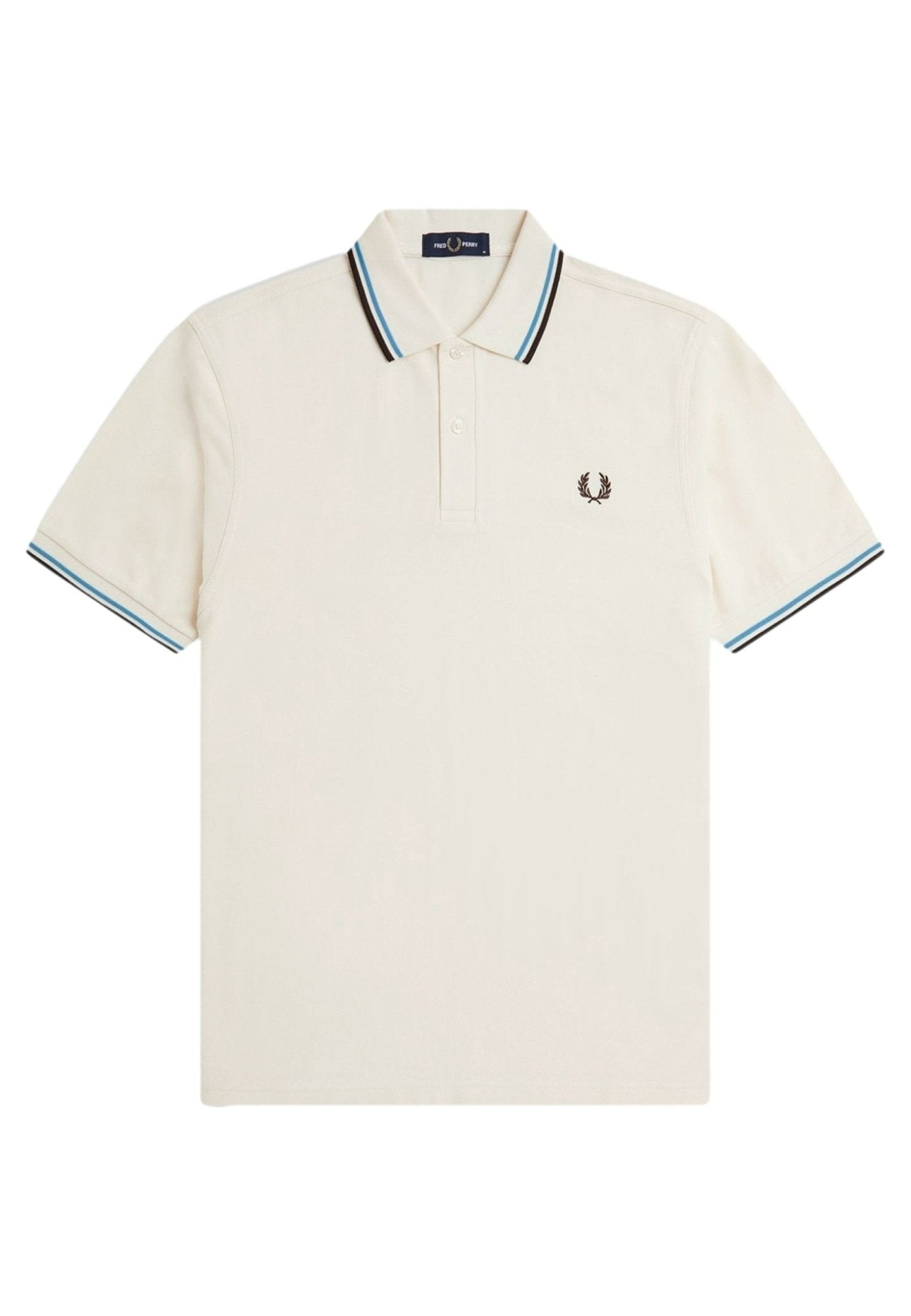POLO FRED PERRY BEIGE/AZUL - NEGRO TWIN TIPPED SHIRT - AREA ZERO