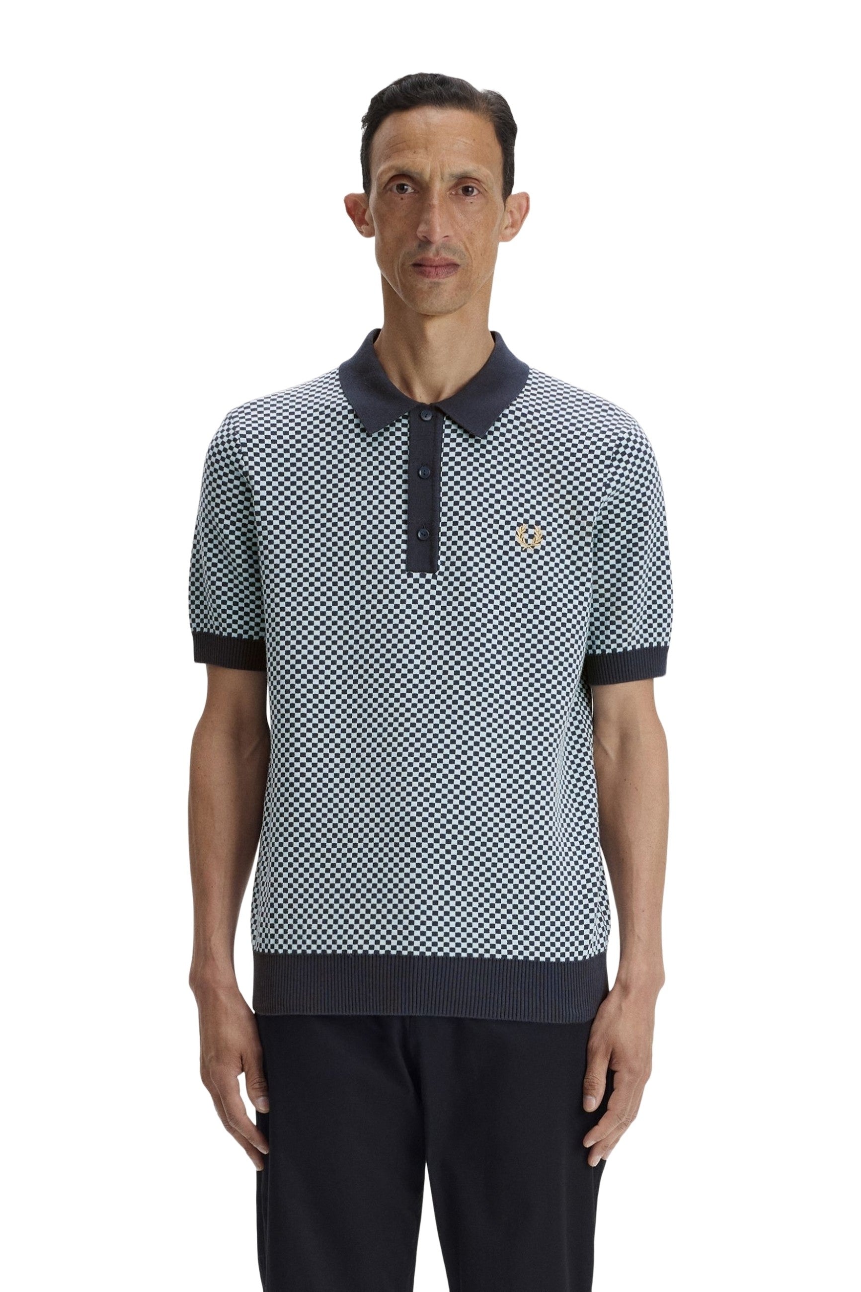POLO FRED PERRY MARINO CHEQUERBOARD KNITTED SHIRT