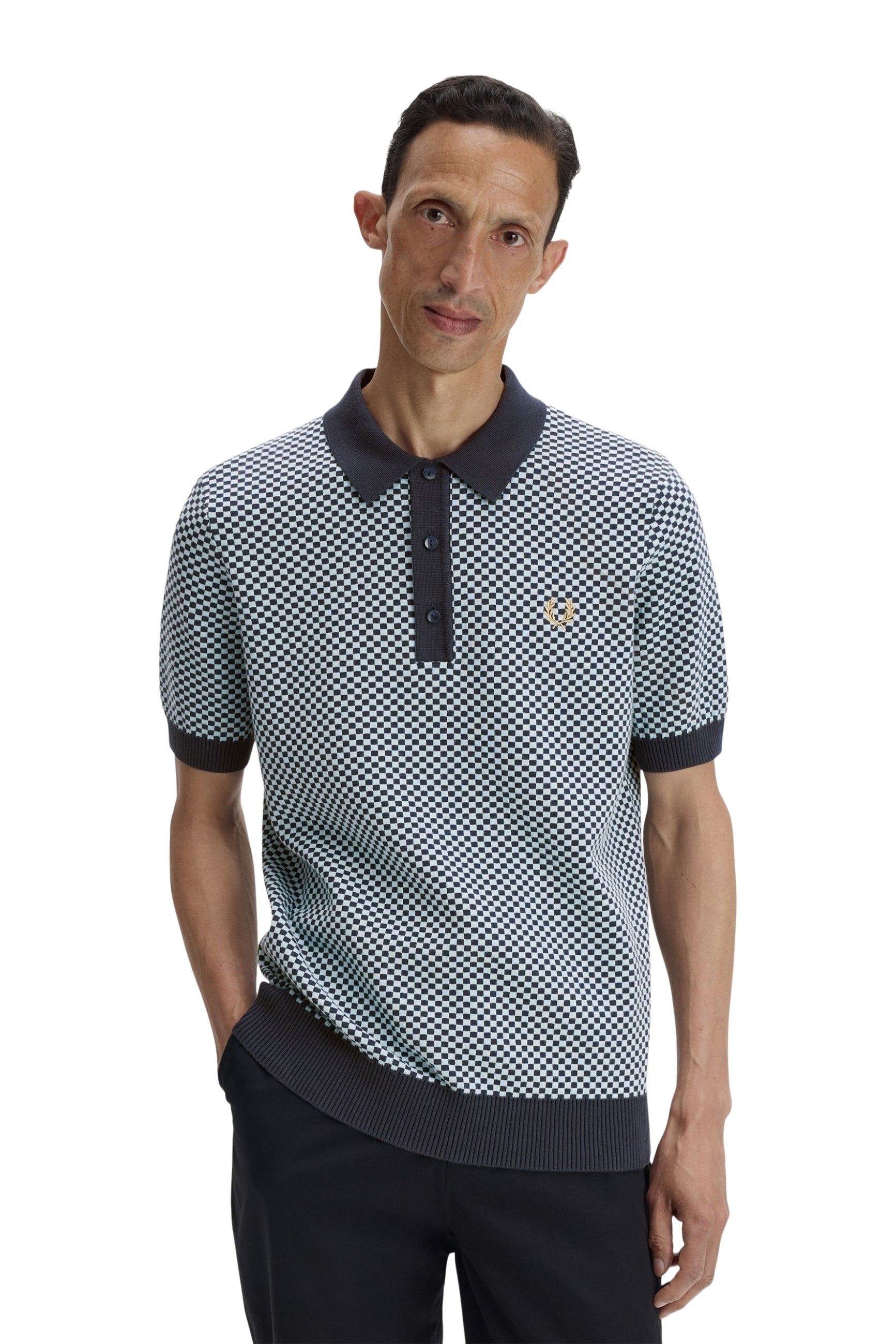 POLO FRED PERRY MARINO CHEQUERBOARD KNITTED SHIRT