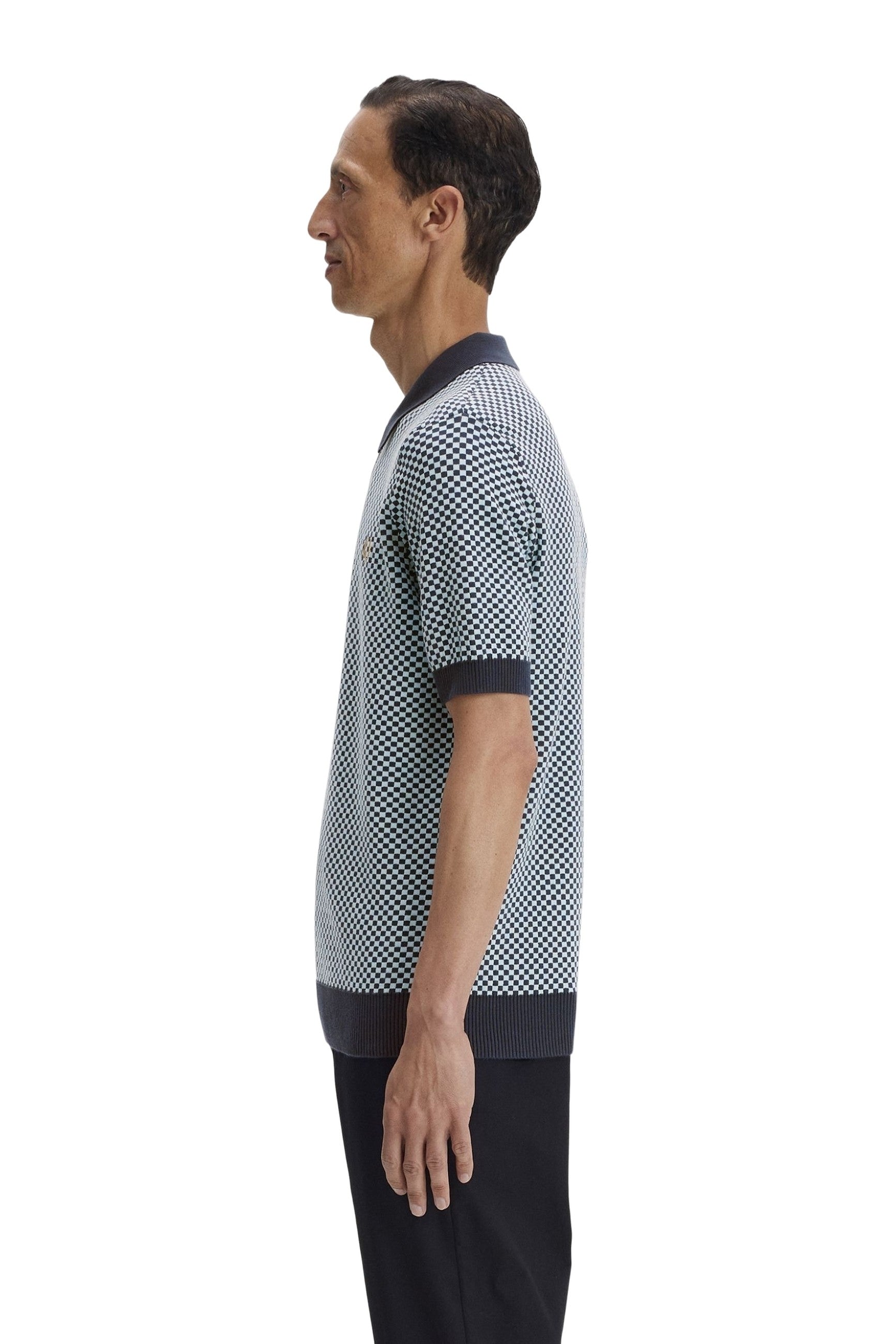 POLO FRED PERRY MARINO CHEQUERBOARD KNITTED SHIRT