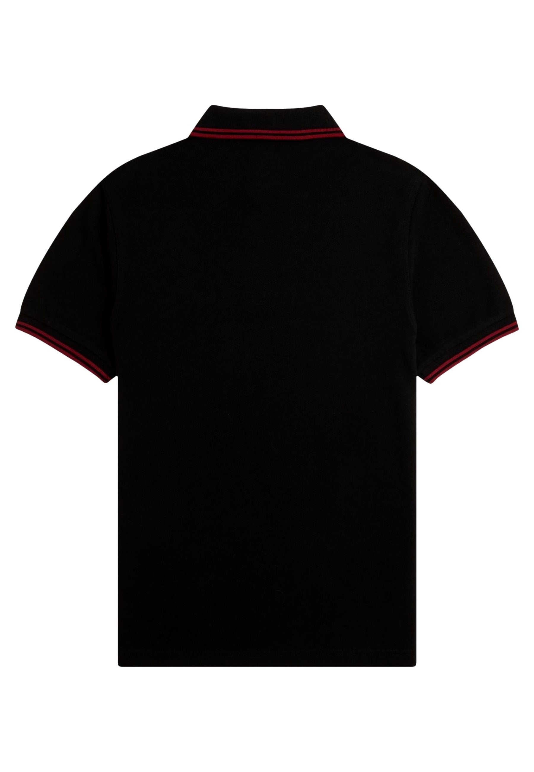 POLO FRED PERRY NEGRO/ROJO TWIN TIPPED SHIRT