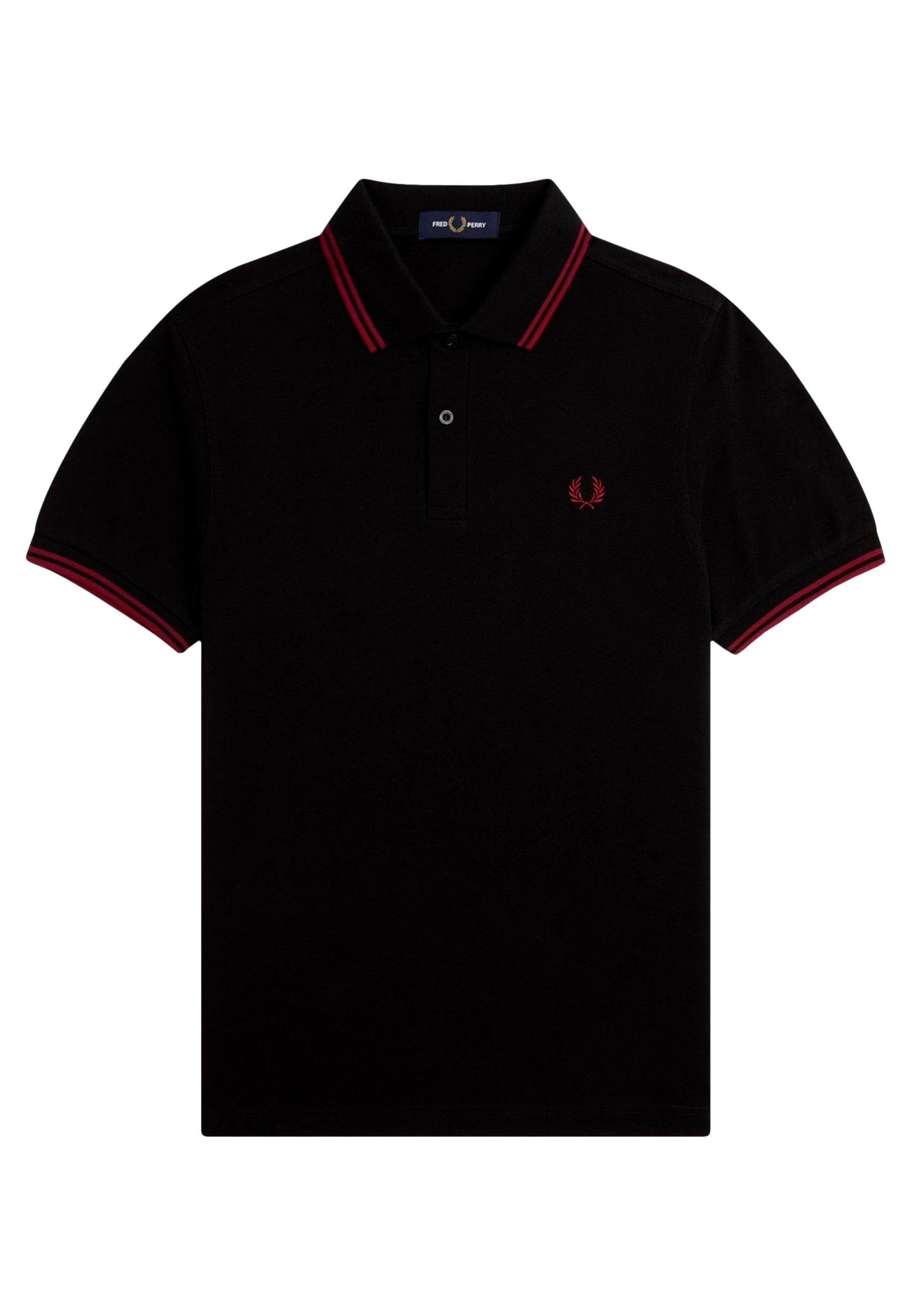 POLO FRED PERRY NEGRO/ROJO TWIN TIPPED SHIRT
