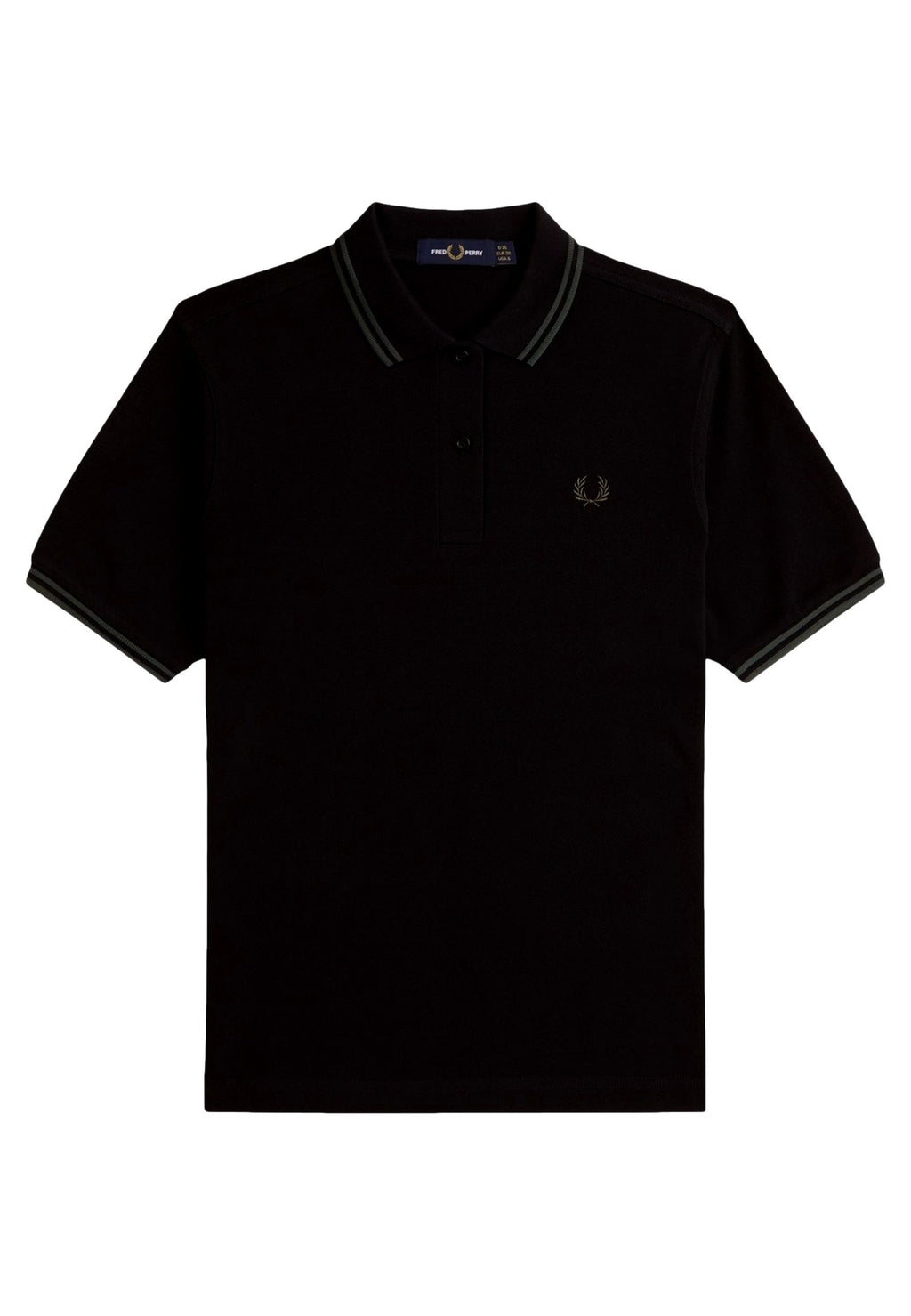 POLO FRED PERRY NEGRO/VERDE TWIN TIPPED SHIRT