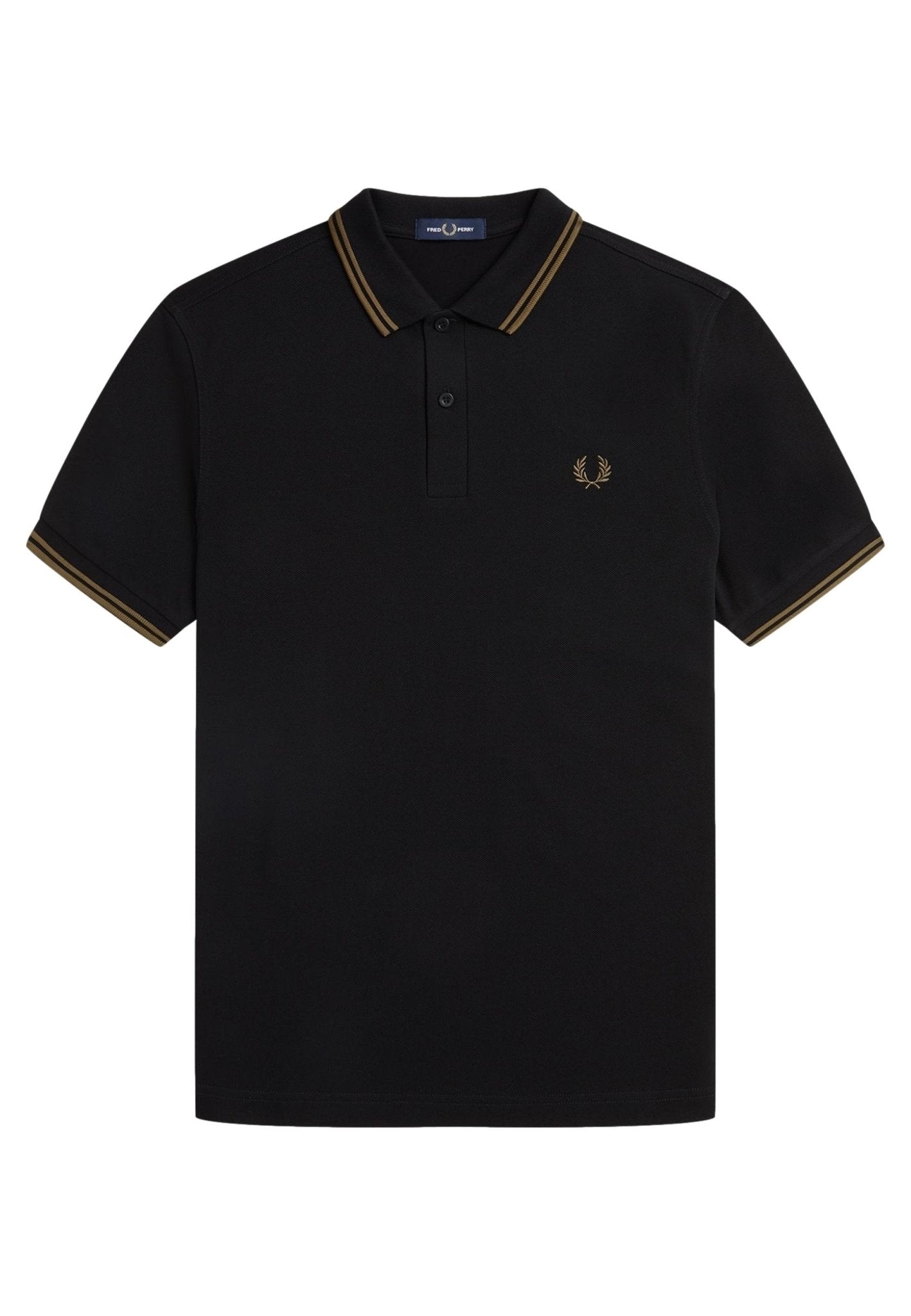 POLO FRED PERRY NEGRO/ORO TWIN TIPPED SHIRT - AREA ZERO