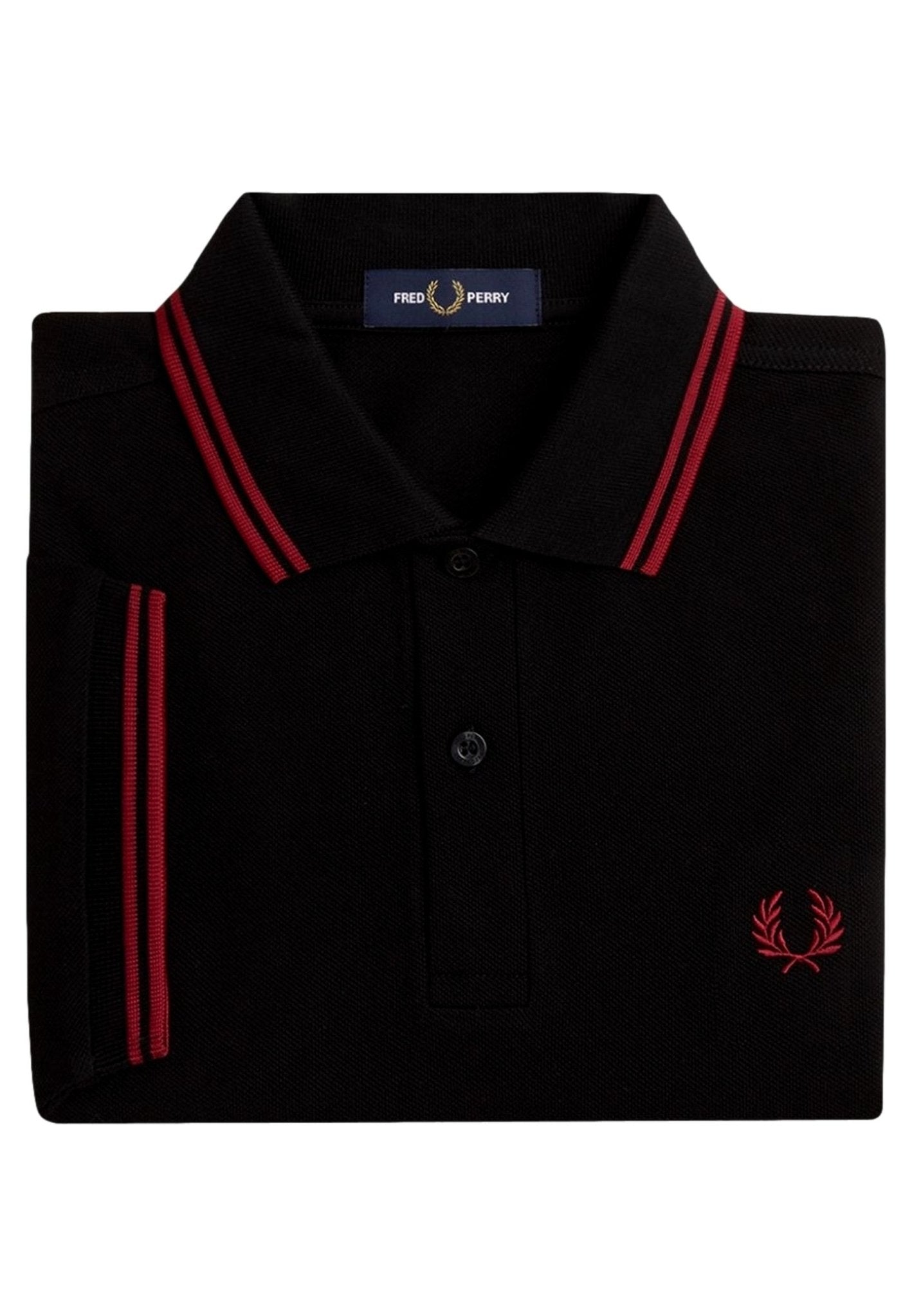 POLO FRED PERRY NEGRO/ROJO TWIN TIPPED SHIRT - AREA ZERO