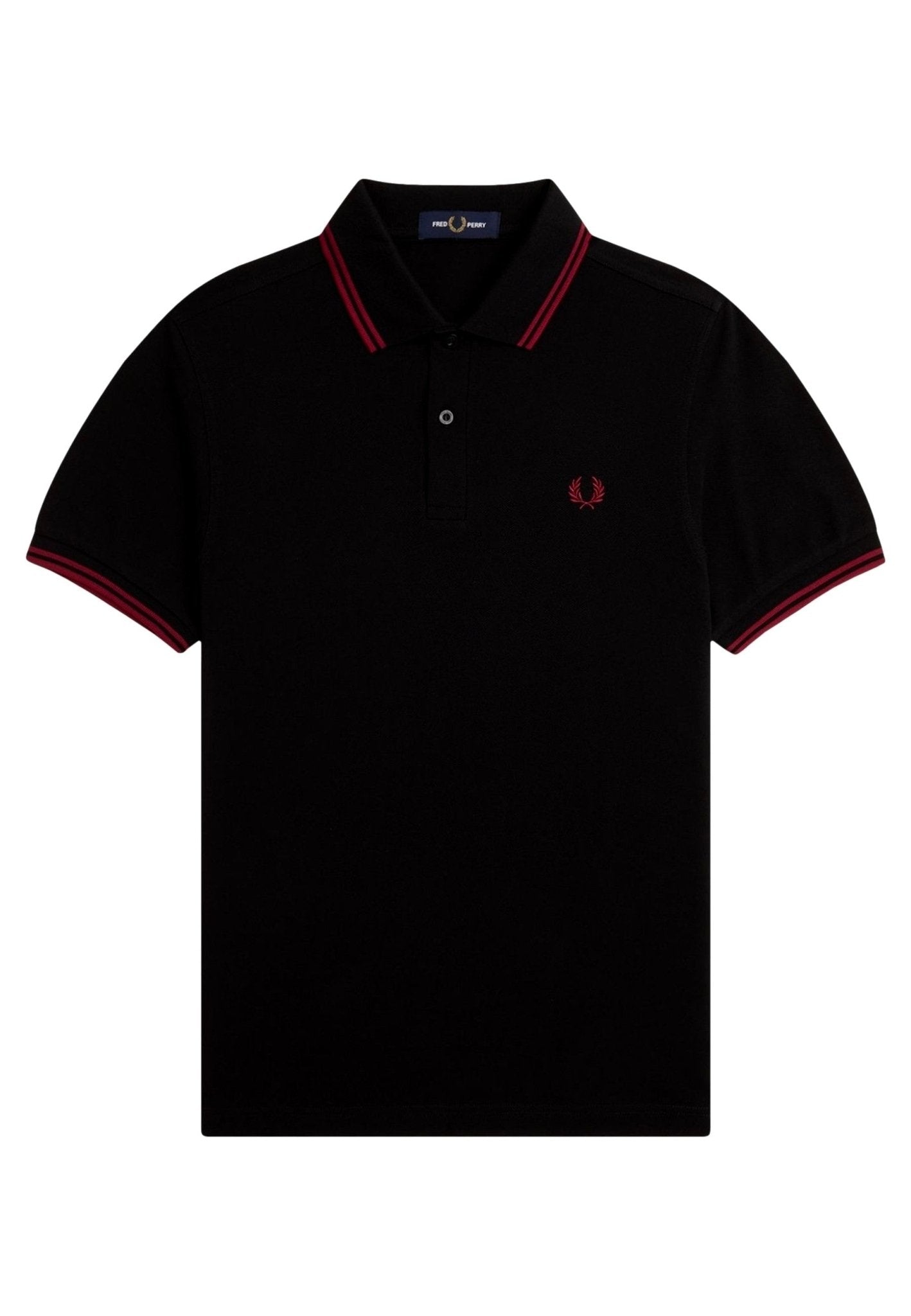 POLO FRED PERRY NEGRO/ROJO TWIN TIPPED SHIRT - AREA ZERO