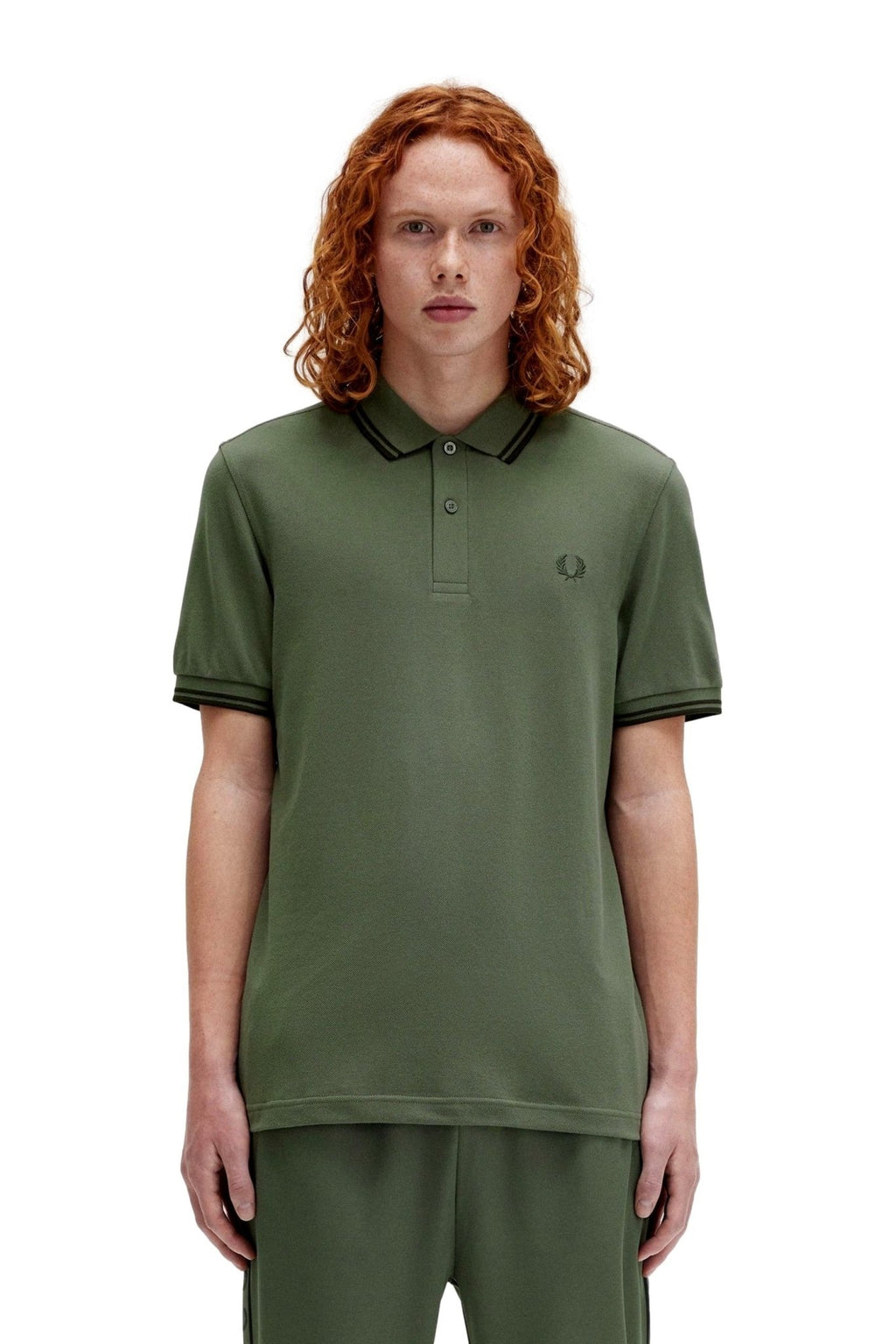 POLO FRED PERRY VERDE TWIN TIPPED SHIRT - AREA ZERO