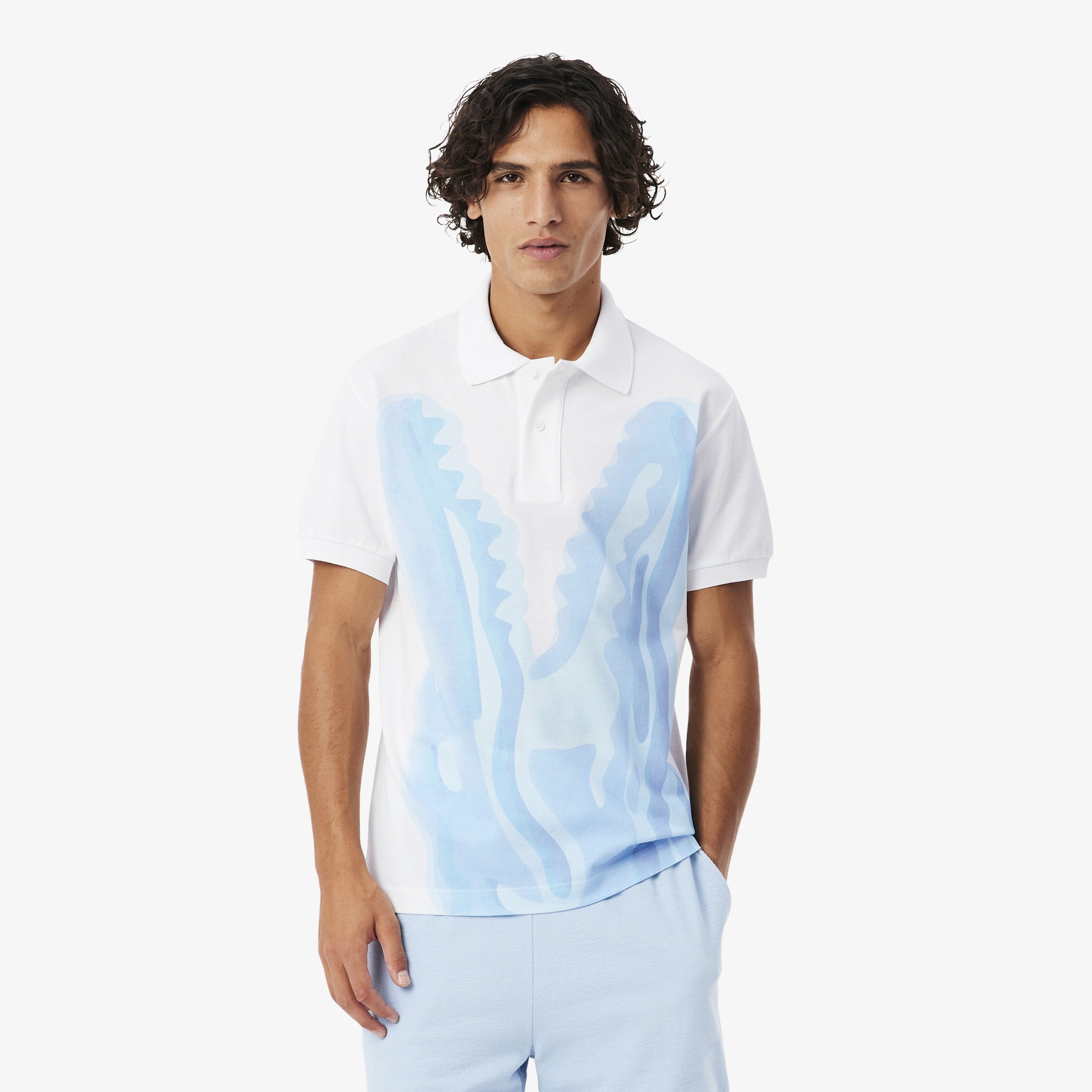POLO LACOSTE BLANCO CROCO MOUTH POLO SHIRT