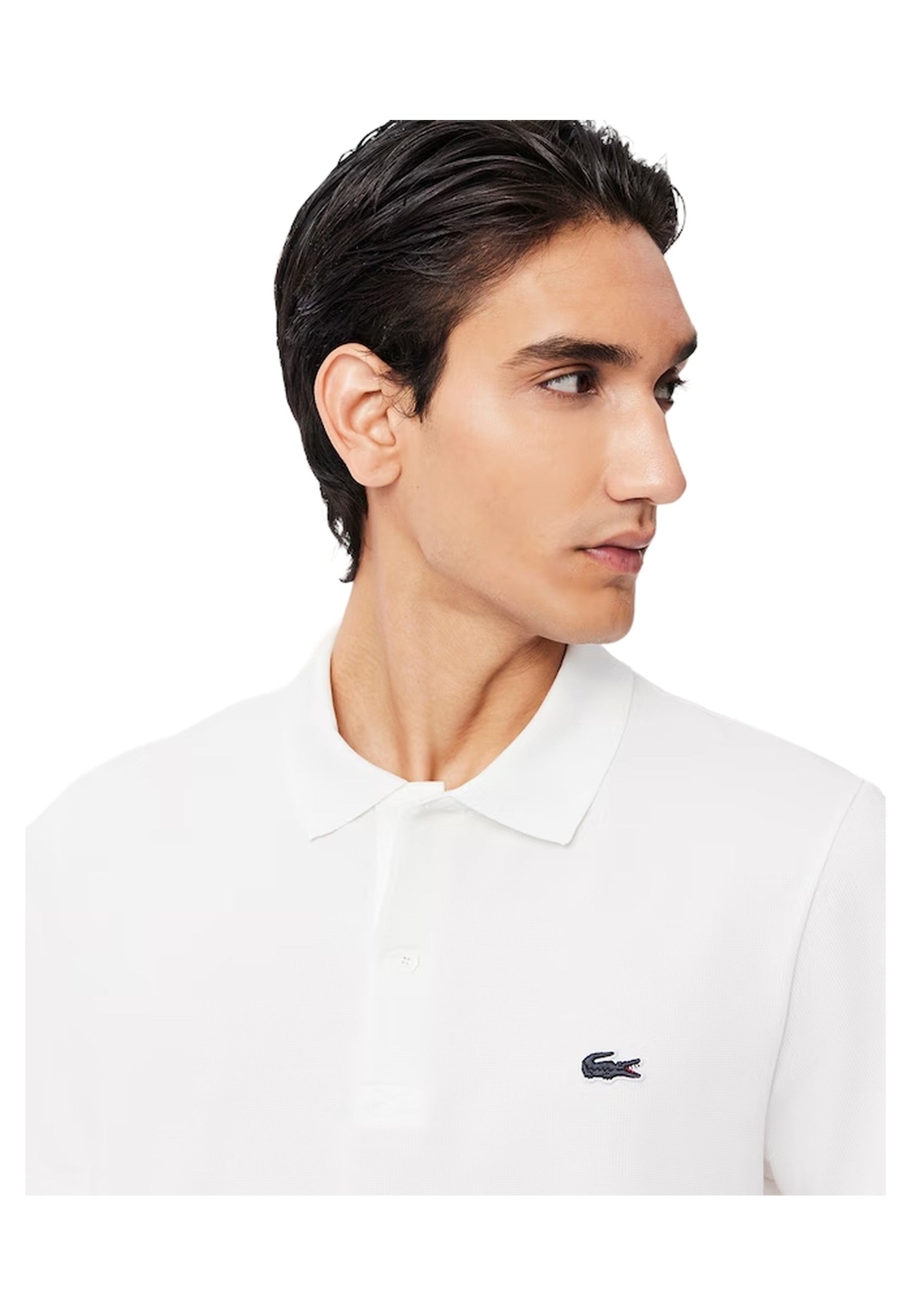 POLO LACOSTE BLANCO TONED LOGO REGULAR SHIRT