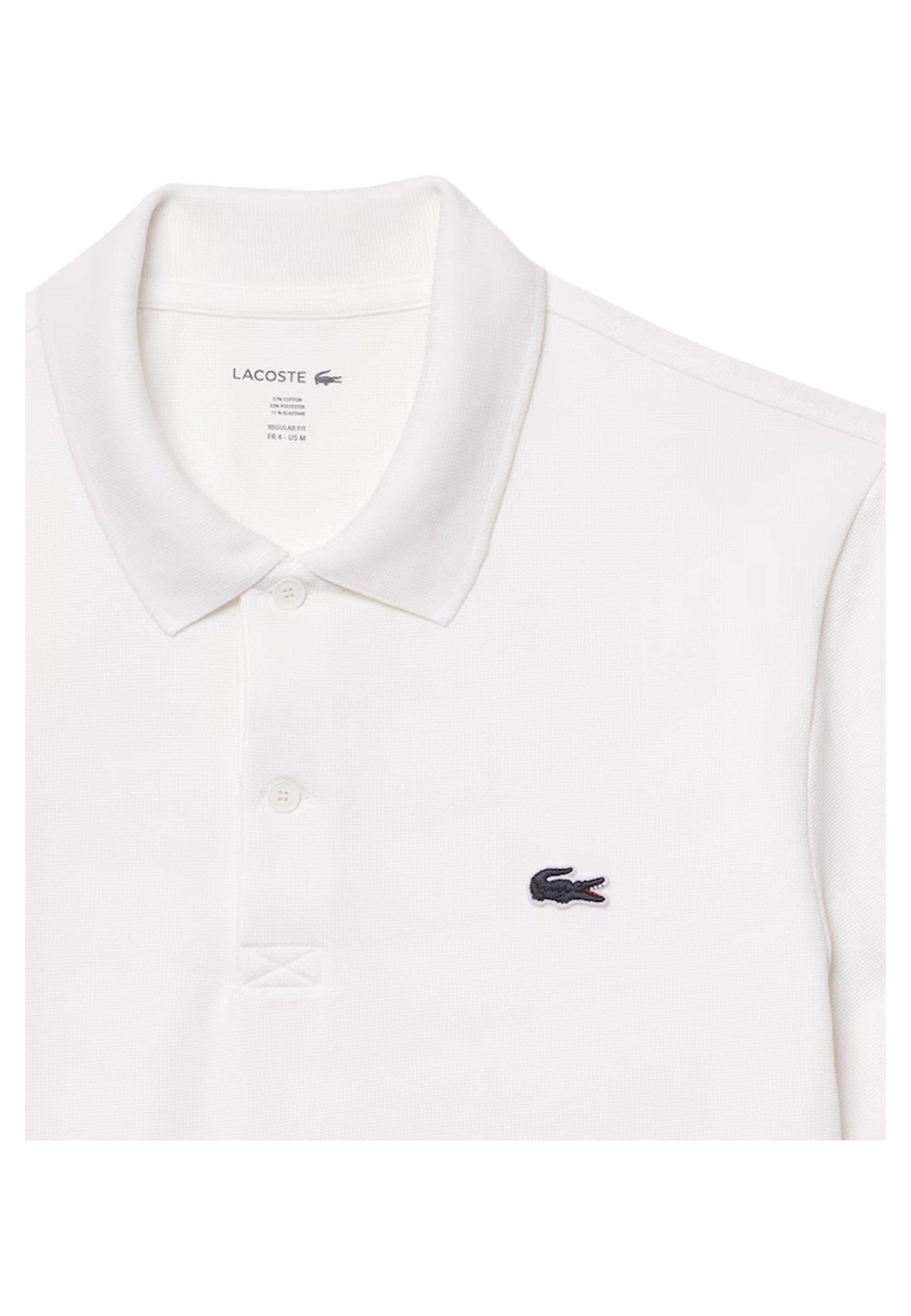 POLO LACOSTE BLANCO TONED LOGO REGULAR SHIRT
