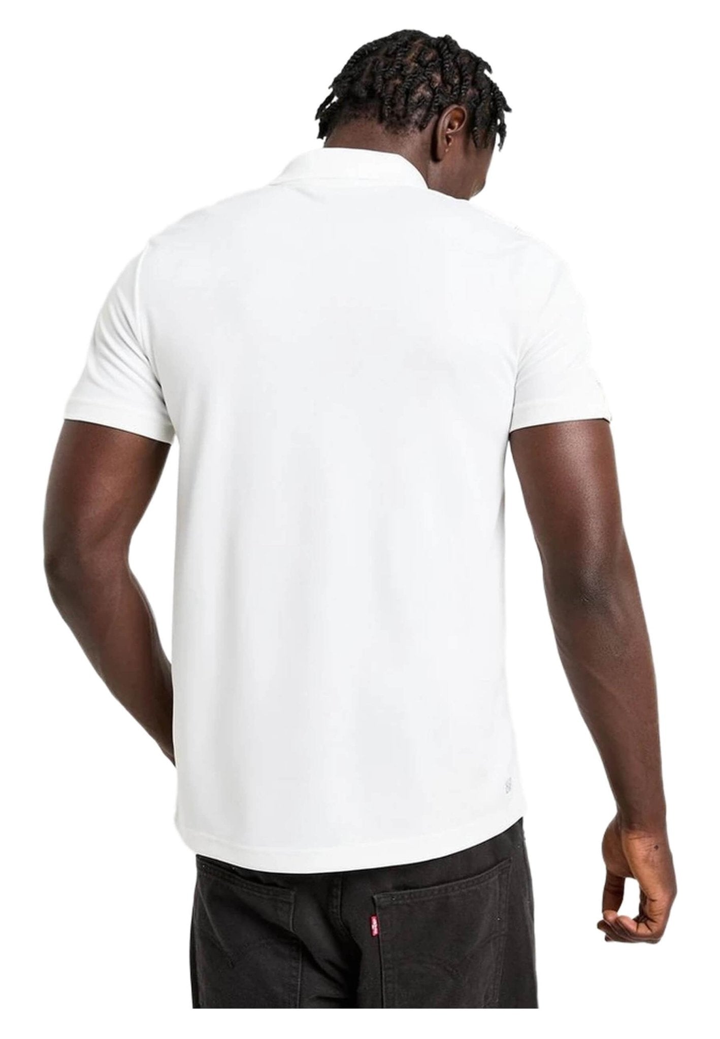 POLO LACOSTE BLANCO ULTRA DRY BRANDED STRIPE TENNIS POLO - AREA ZERO