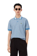 POLO LACOSTE CELESTE JAQUARD MONOGRAM SHIRT