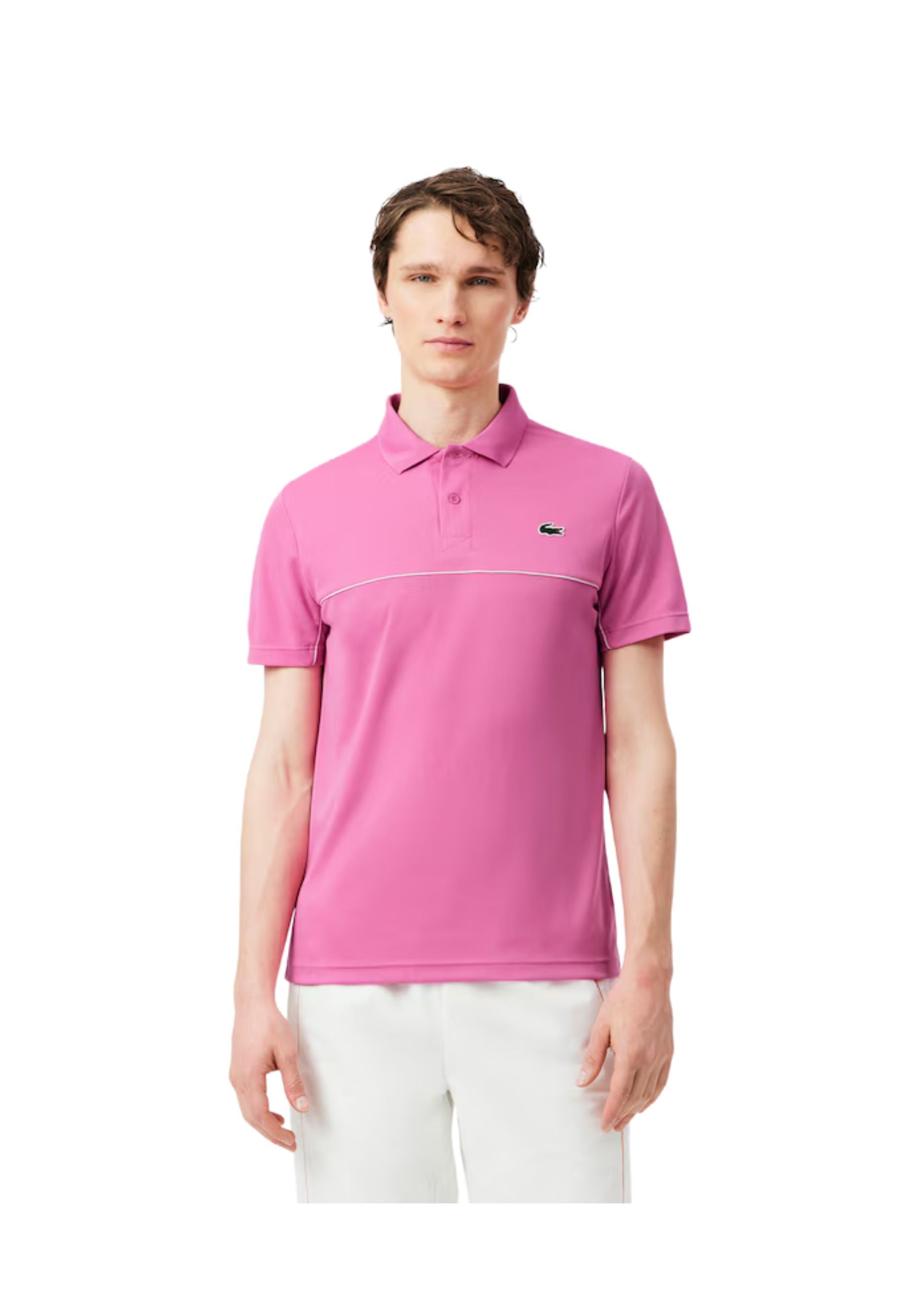 POLO LACOSTE FUXIA CONTRAST RIBETER ULTRA DRY SHIRT