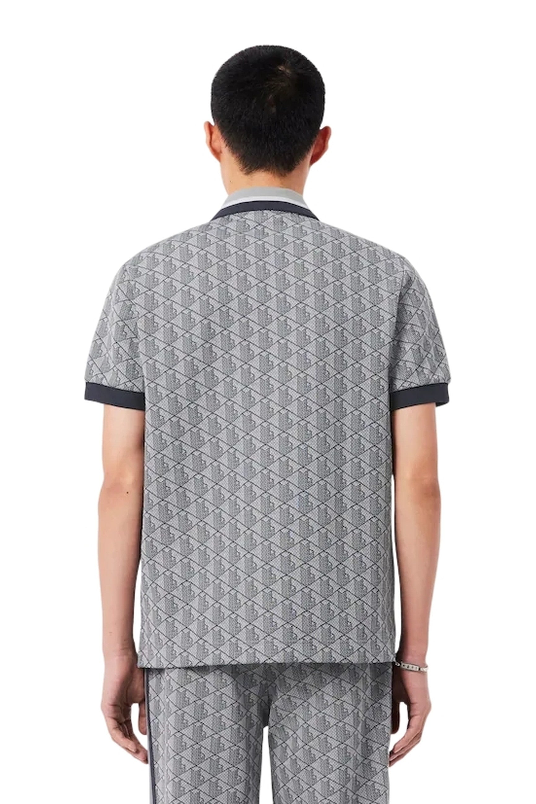 POLO LACOSTE GRIS JAQUARD MONOGRAN POLO SHIRT