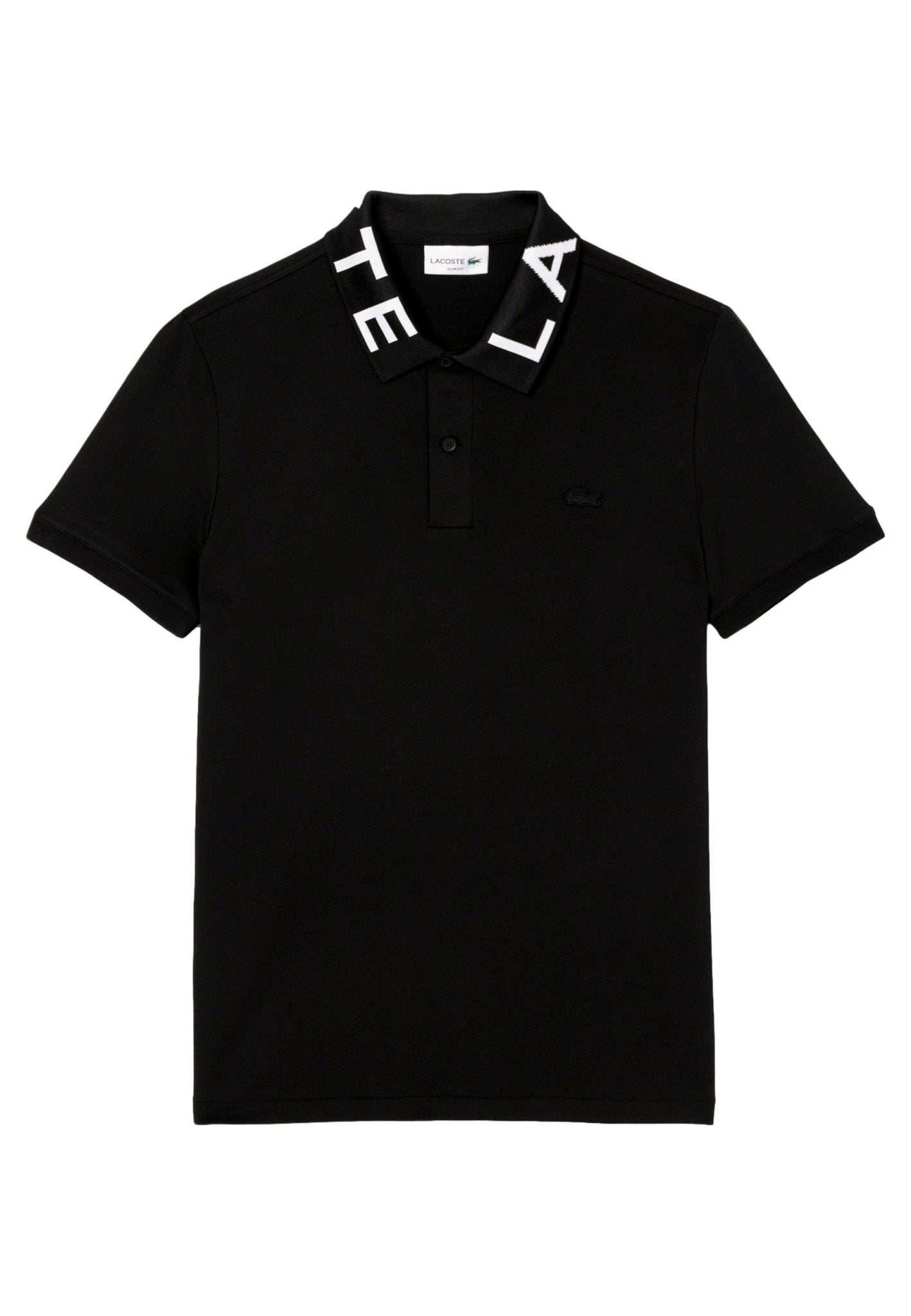 POLO LACOSTE NEGRO JACQUARD COLLARD LOGO SHIRT - AREA ZERO