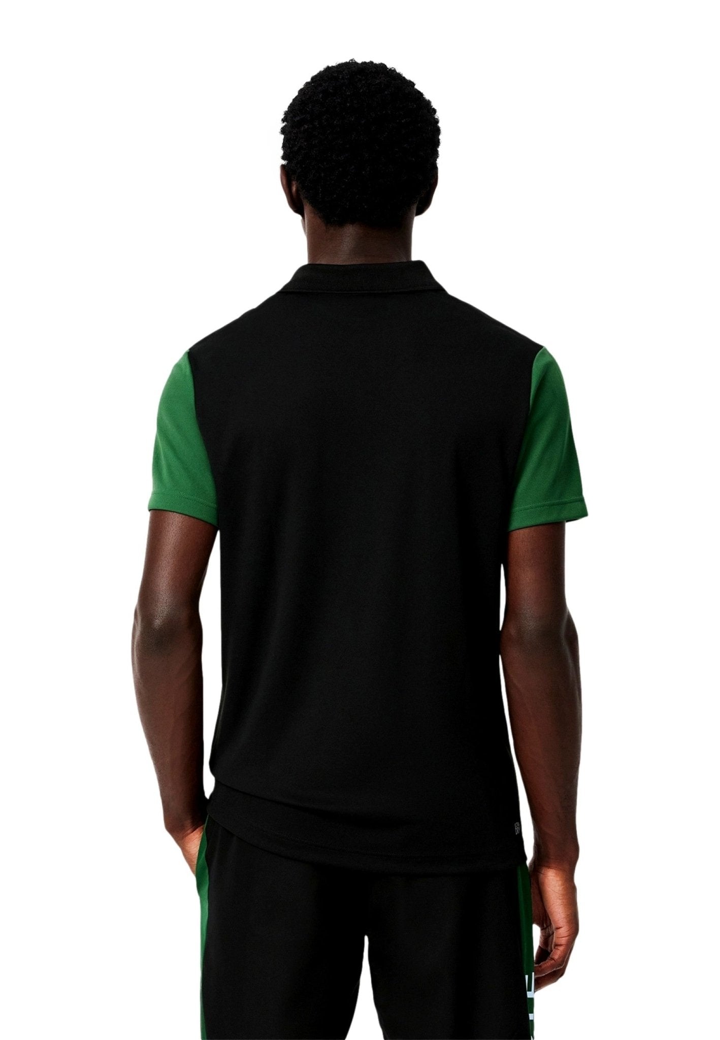 POLO LACOSTE NEGRO PRINT BRANDING ULTRA DRY TENNIS POLO SHIRT - AREA ZERO