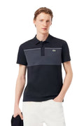 POLO LACOSTE NEGRO REGULAR FIT COLOUR BLOCK SHIRT