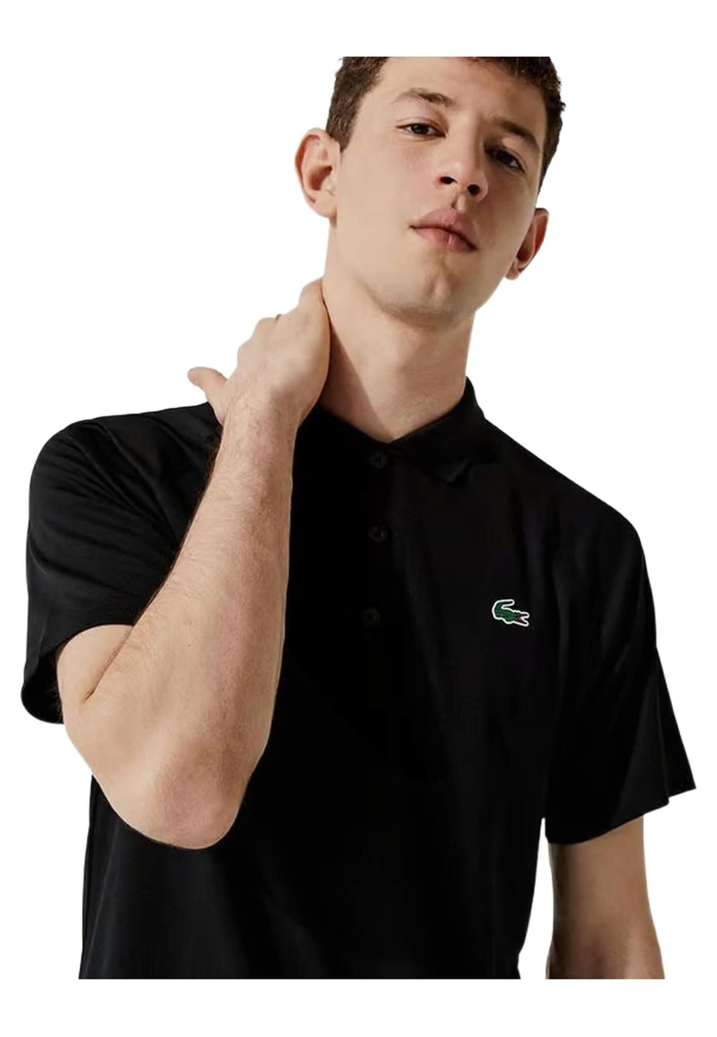 POLO LACOSTE NEGRO TONED LOGO REGULAR SHIRT