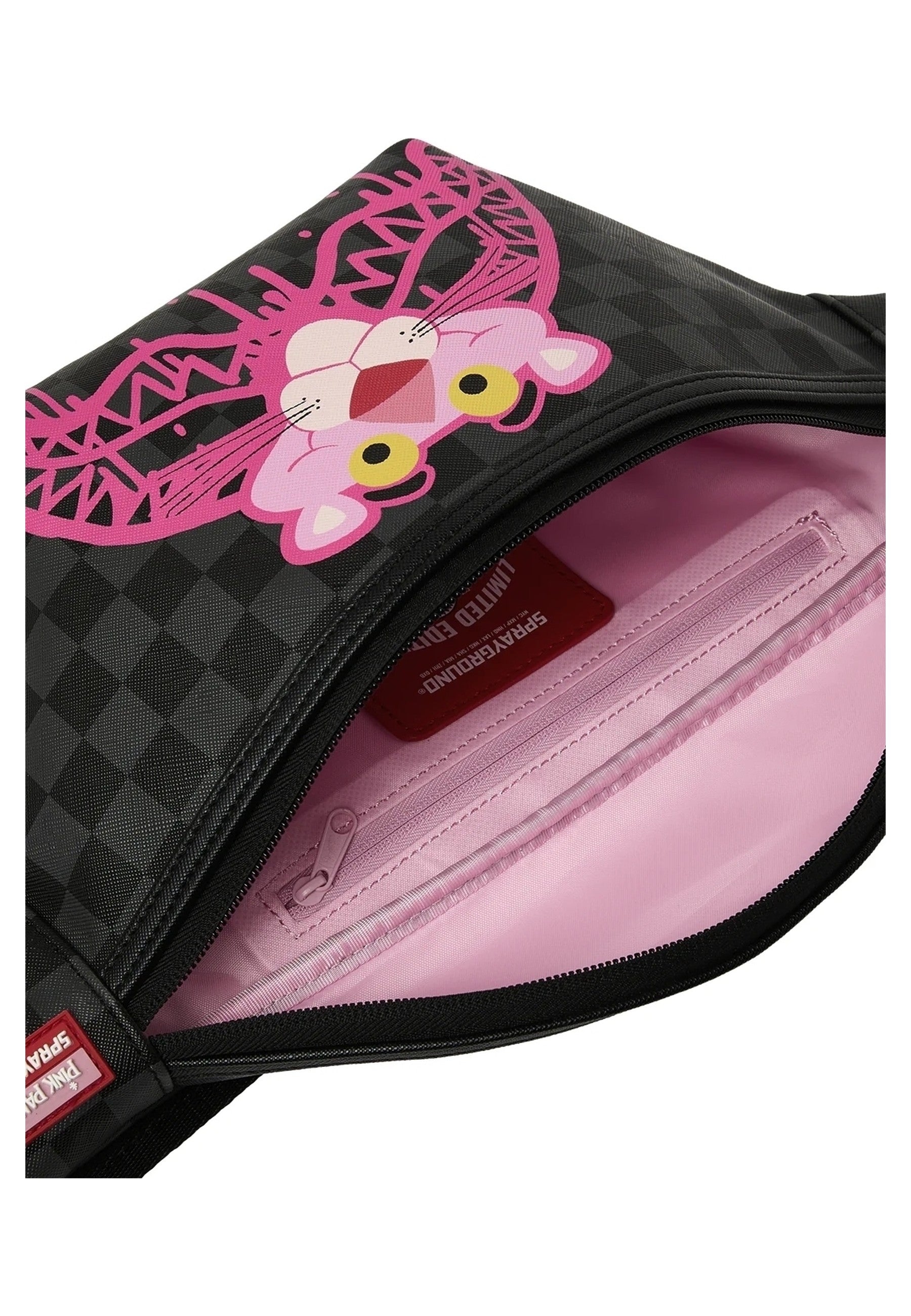 RIÑONERA SPRAYGROUND NEGRA PANTERA ROSA PINK PANTHER DRIPPY DIAMONDS CROSSBODY
