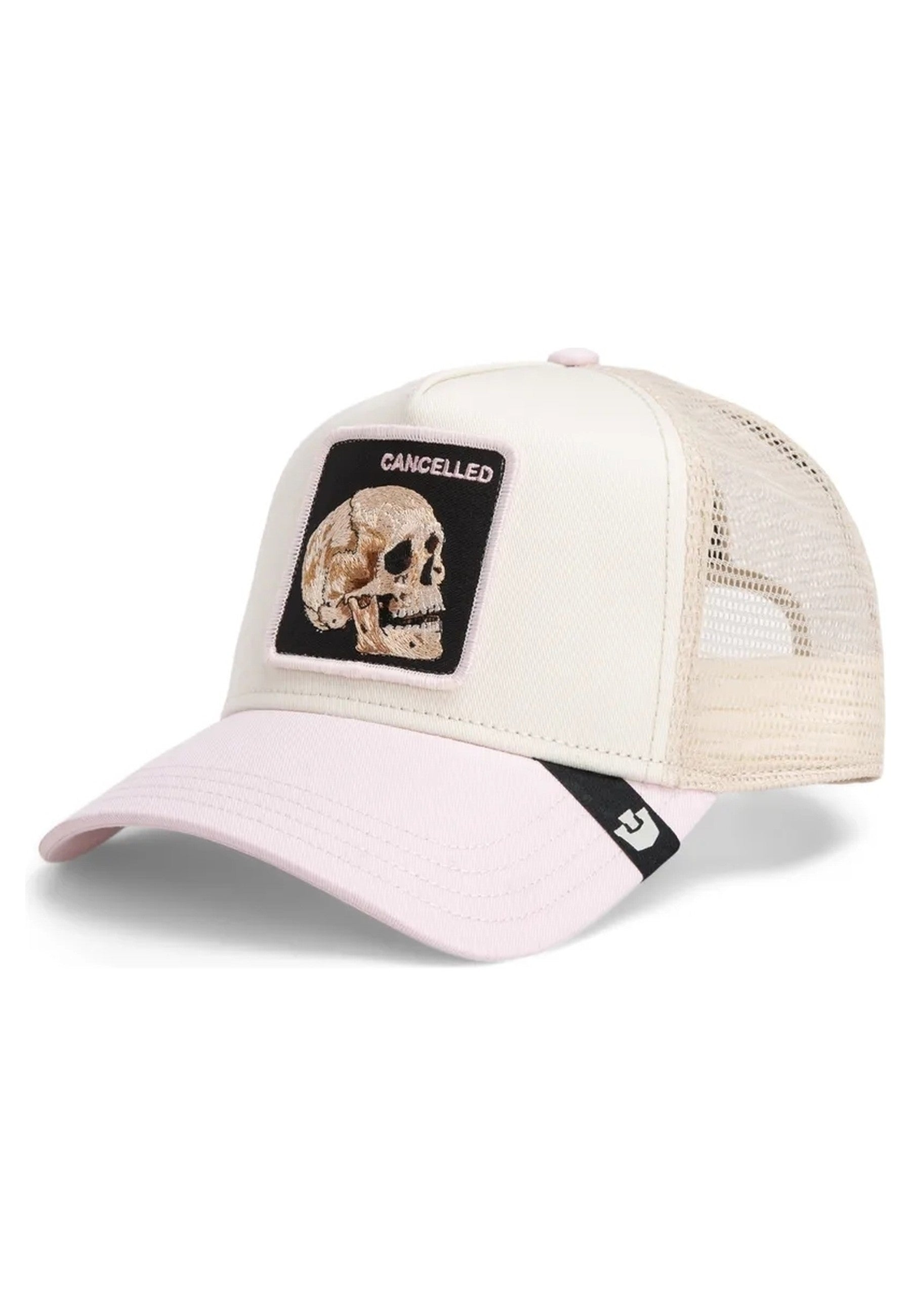 GORRA GOORIN BROS BEIGE/ROSA CALAVERA THE CANCELLED SKULL TRUCKER CAP
