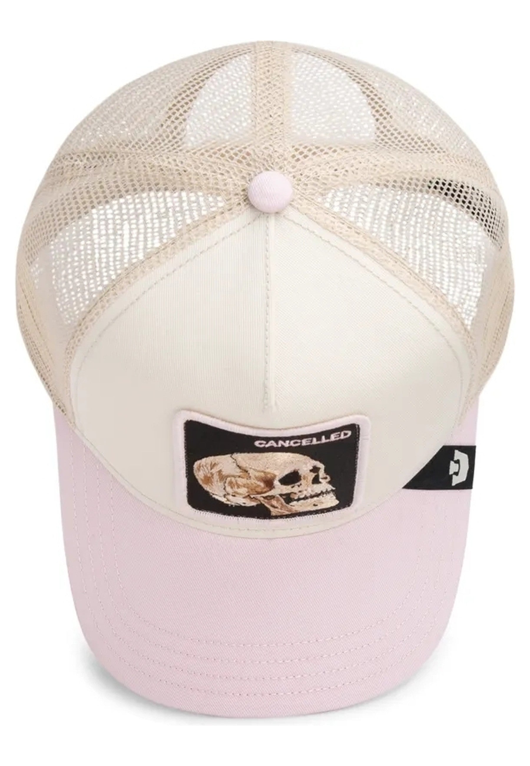 GORRA GOORIN BROS BEIGE/ROSA CALAVERA THE CANCELLED SKULL TRUCKER CAP