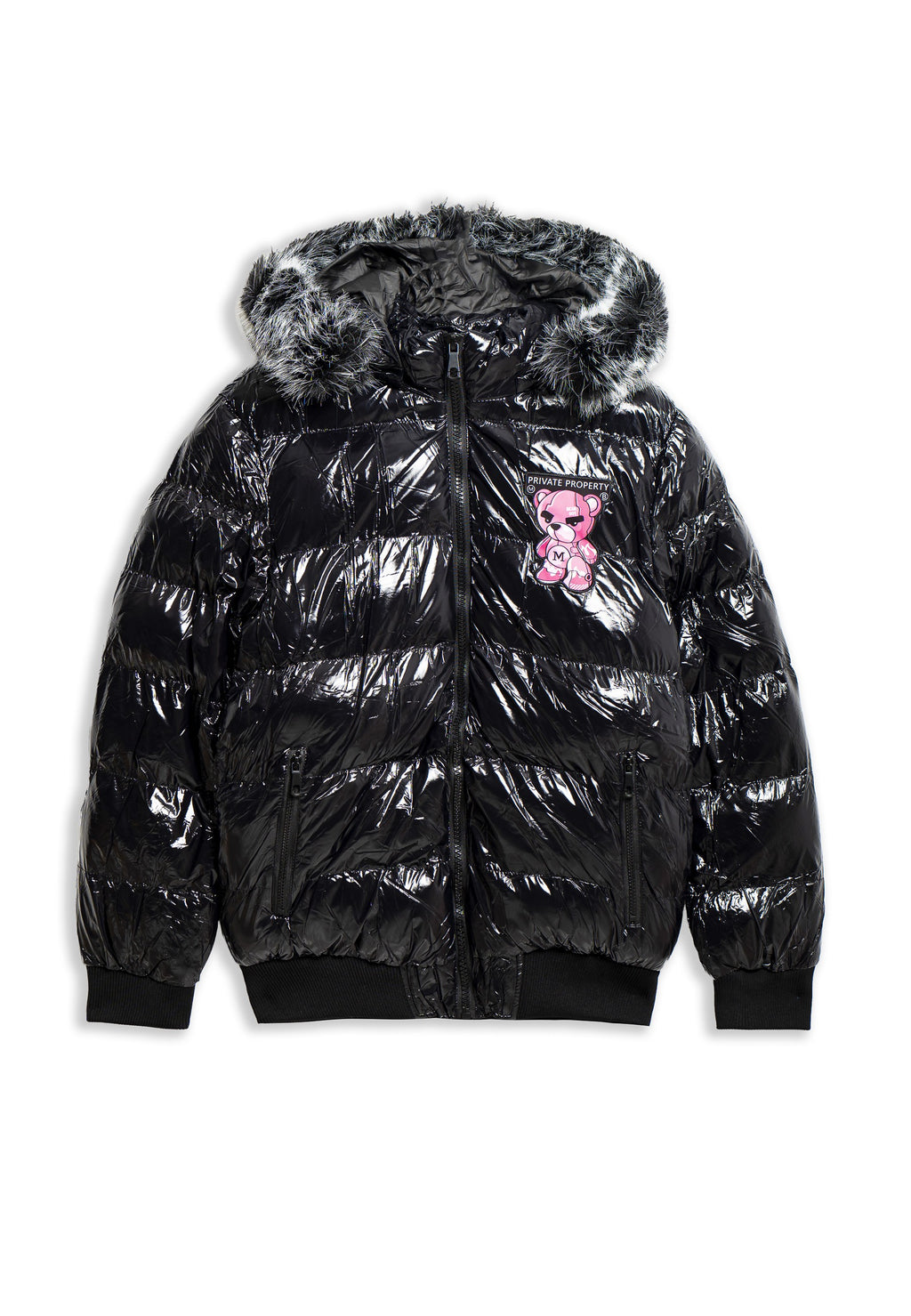 CAZADORA NEGRA/ROSA PRIVATE PROPERTY BEAR PUFFY JACKET