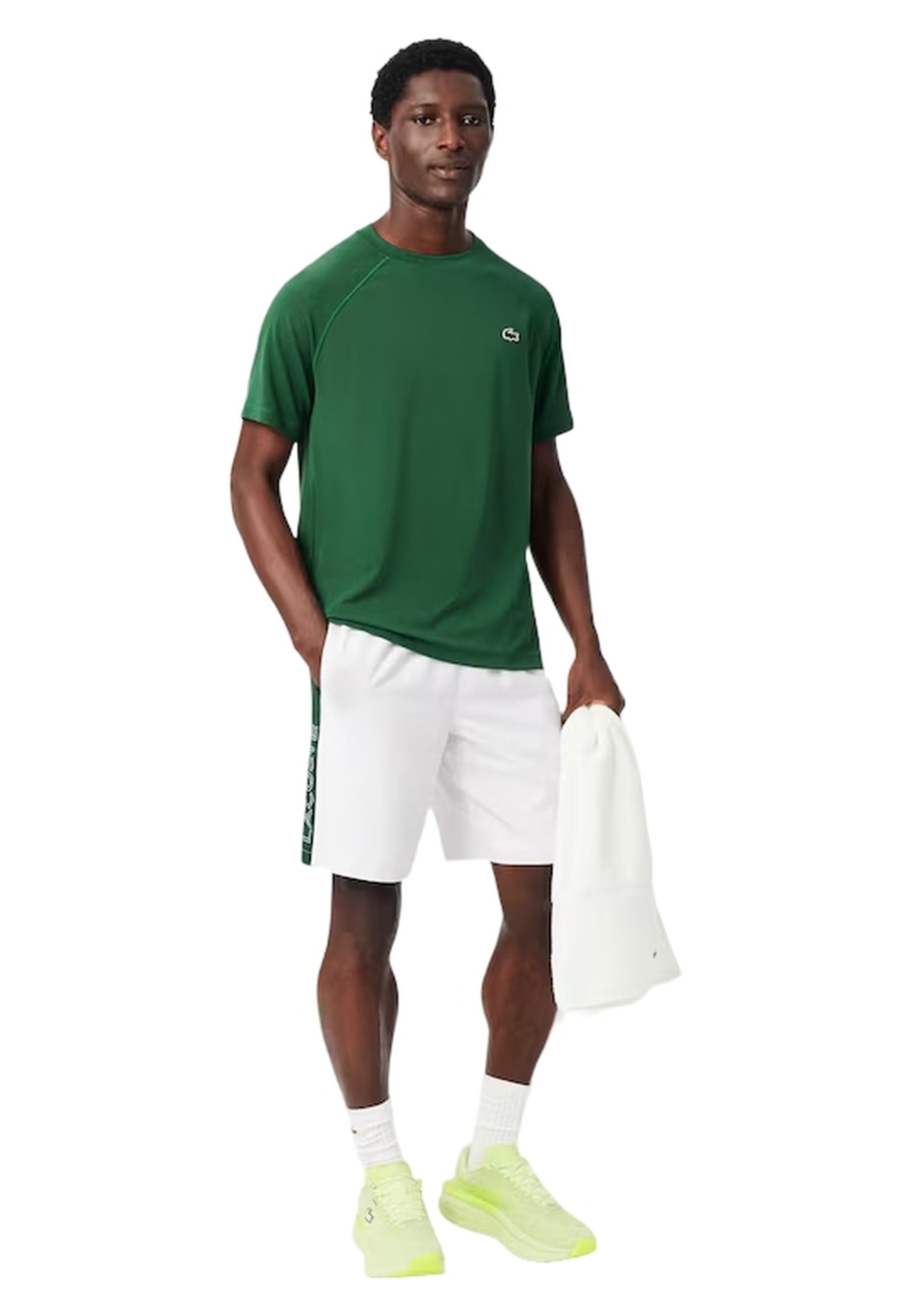 SHORT LACOSTE BLANCO DIAMOND TAFETA CONTRAST TAPE