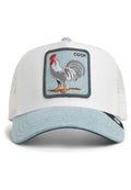 GORRA GOORIN BROS GALLO DENIM ROOSTER TRUCKER BLANCA
