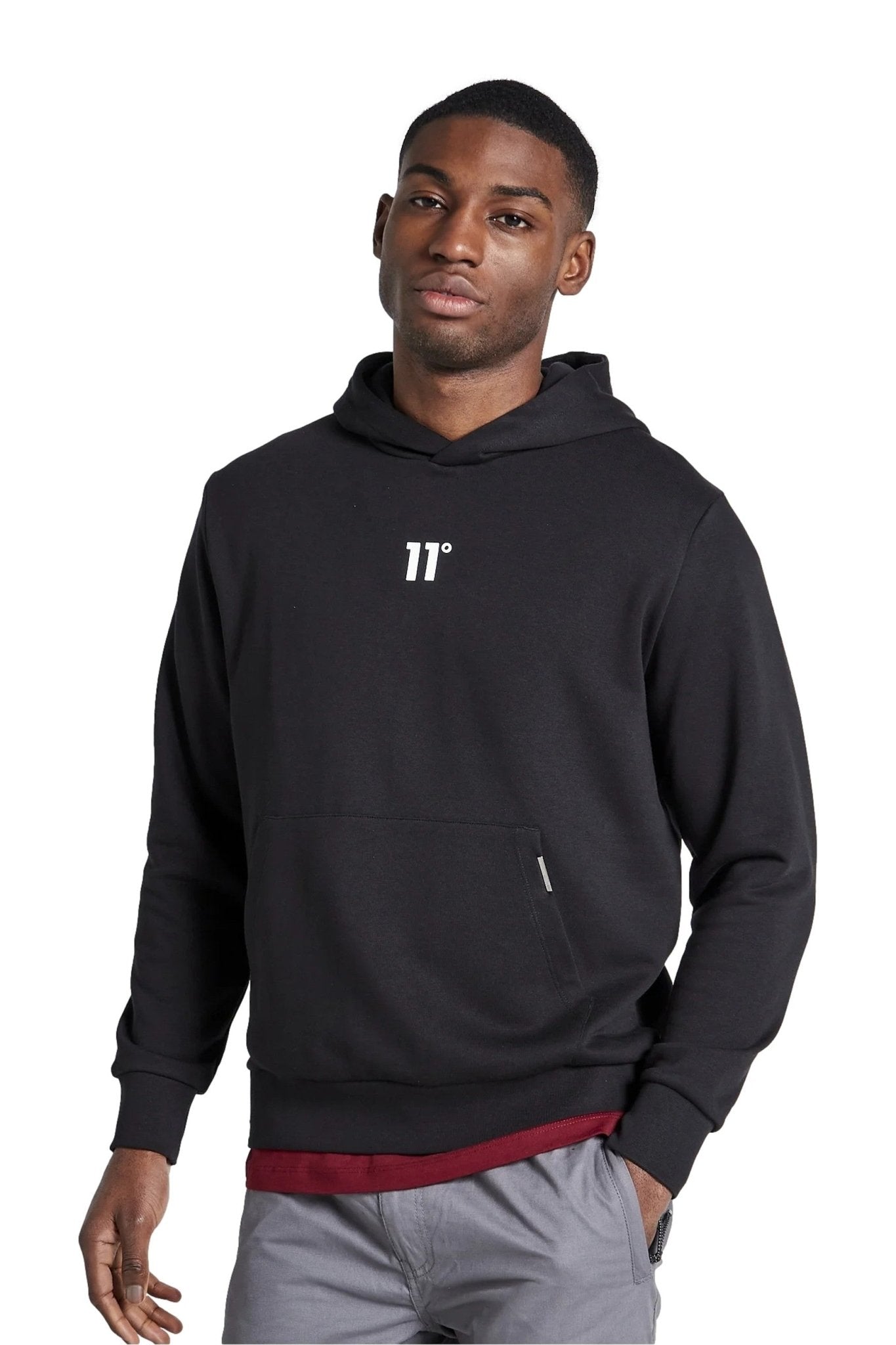 SUDADERA 11 DEGREES NEGRA CUT AND SEW PRINTED BACK GRAPHIC HOODIE - AREA ZERO