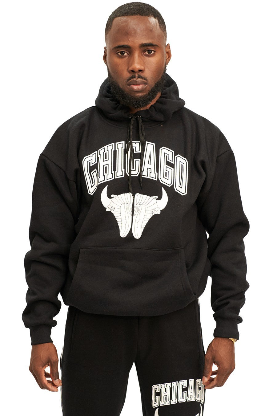 SUDADERA AREA ZERO NEGRA CHICAGO SNEAKERS BIG FACE HOODIE