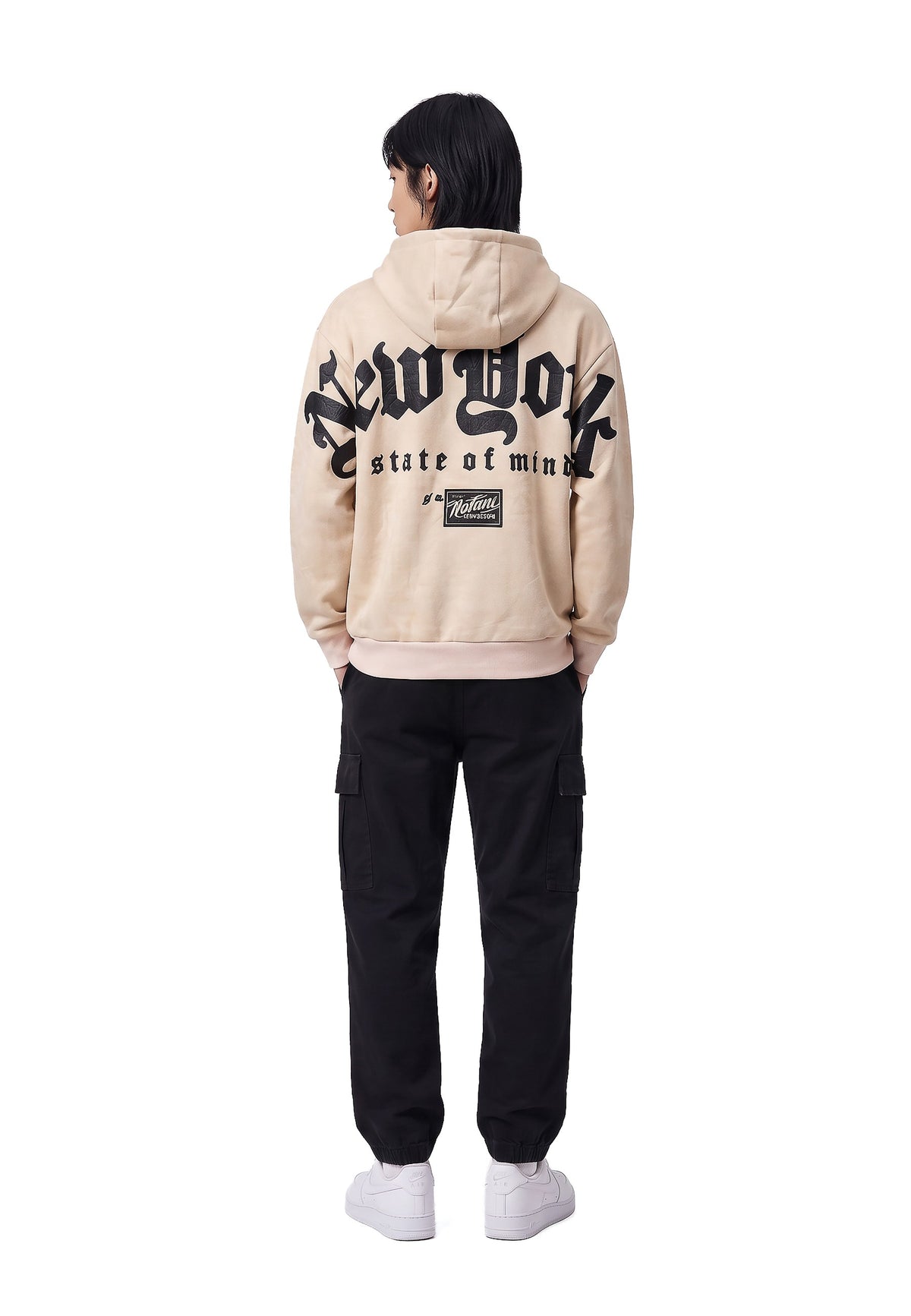 SUDADERA BEIGE NEW YORK STATE OF MIND VELOUR HOODIE