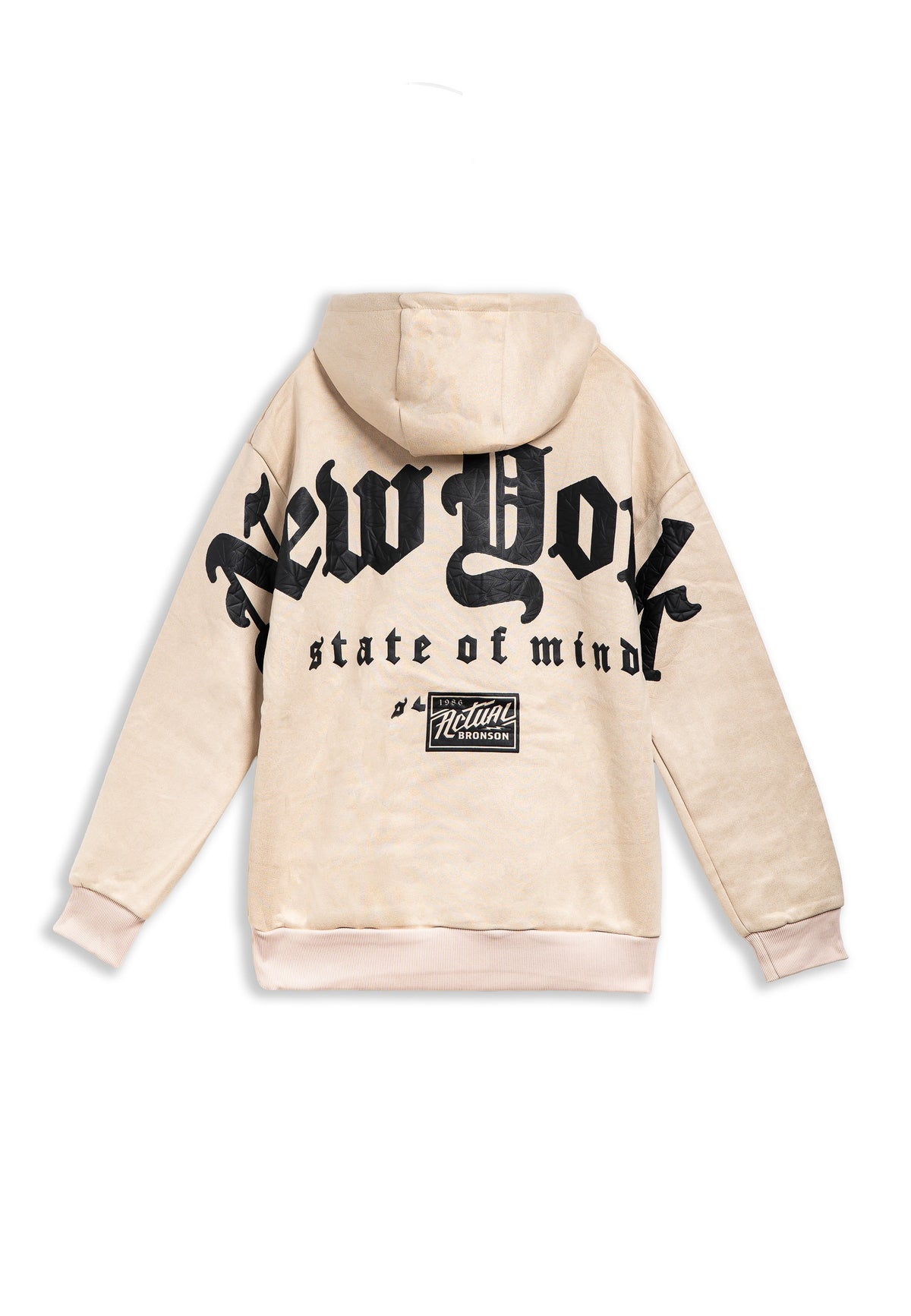SUDADERA BEIGE NEW YORK STATE OF MIND VELOUR HOODIE