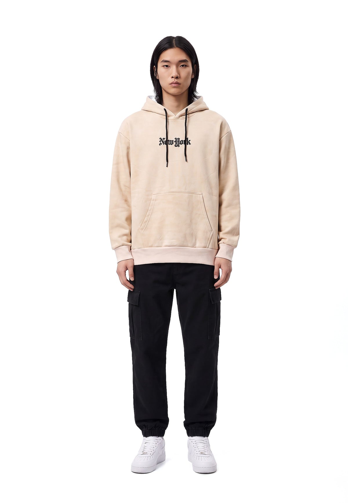 SUDADERA BEIGE NEW YORK STATE OF MIND VELOUR HOODIE