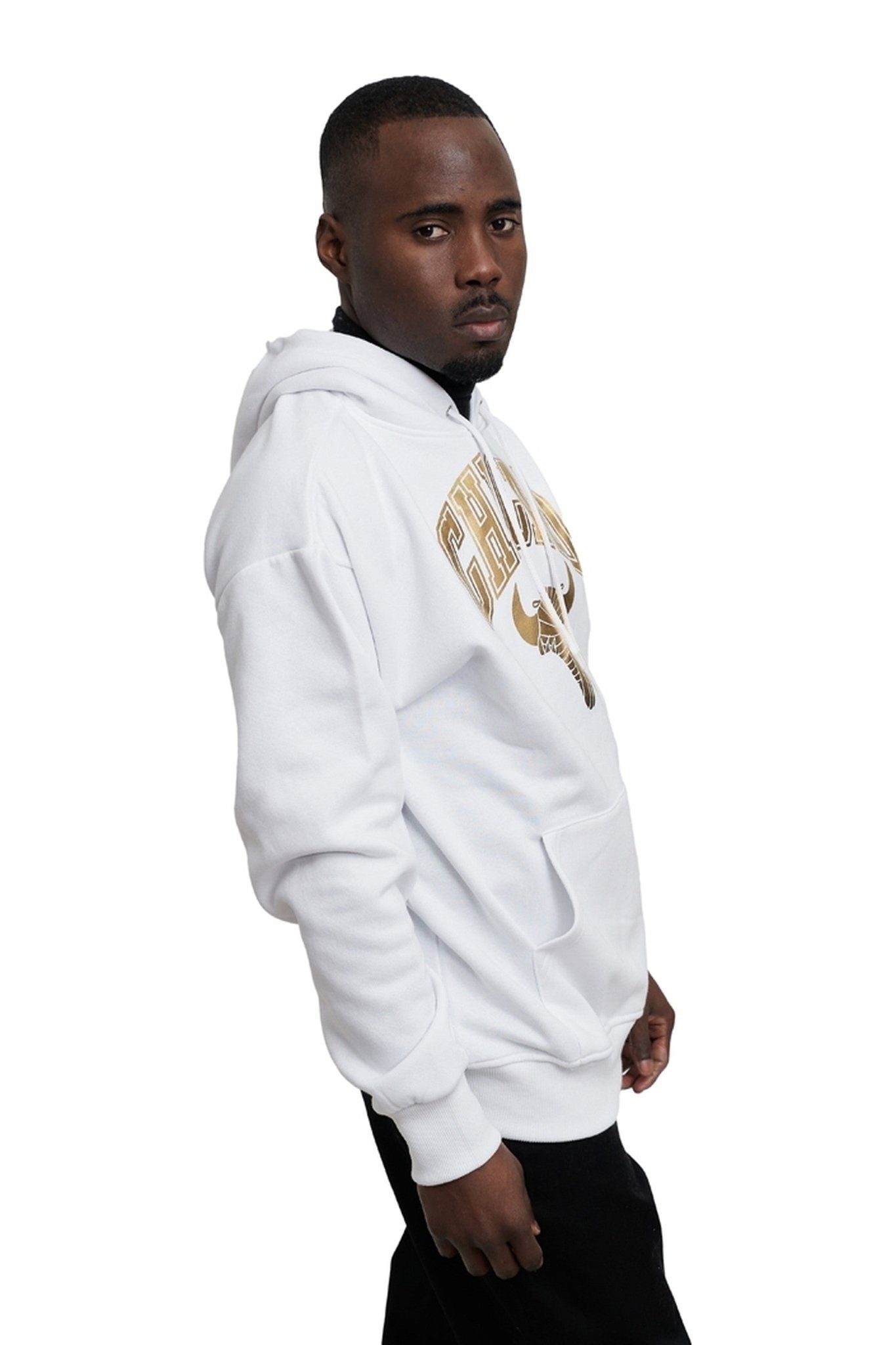 SUDADERA BLANCA/ORO CHICAGO SNEAKERS GOLDEN FACE HOODIE - AREA ZERO