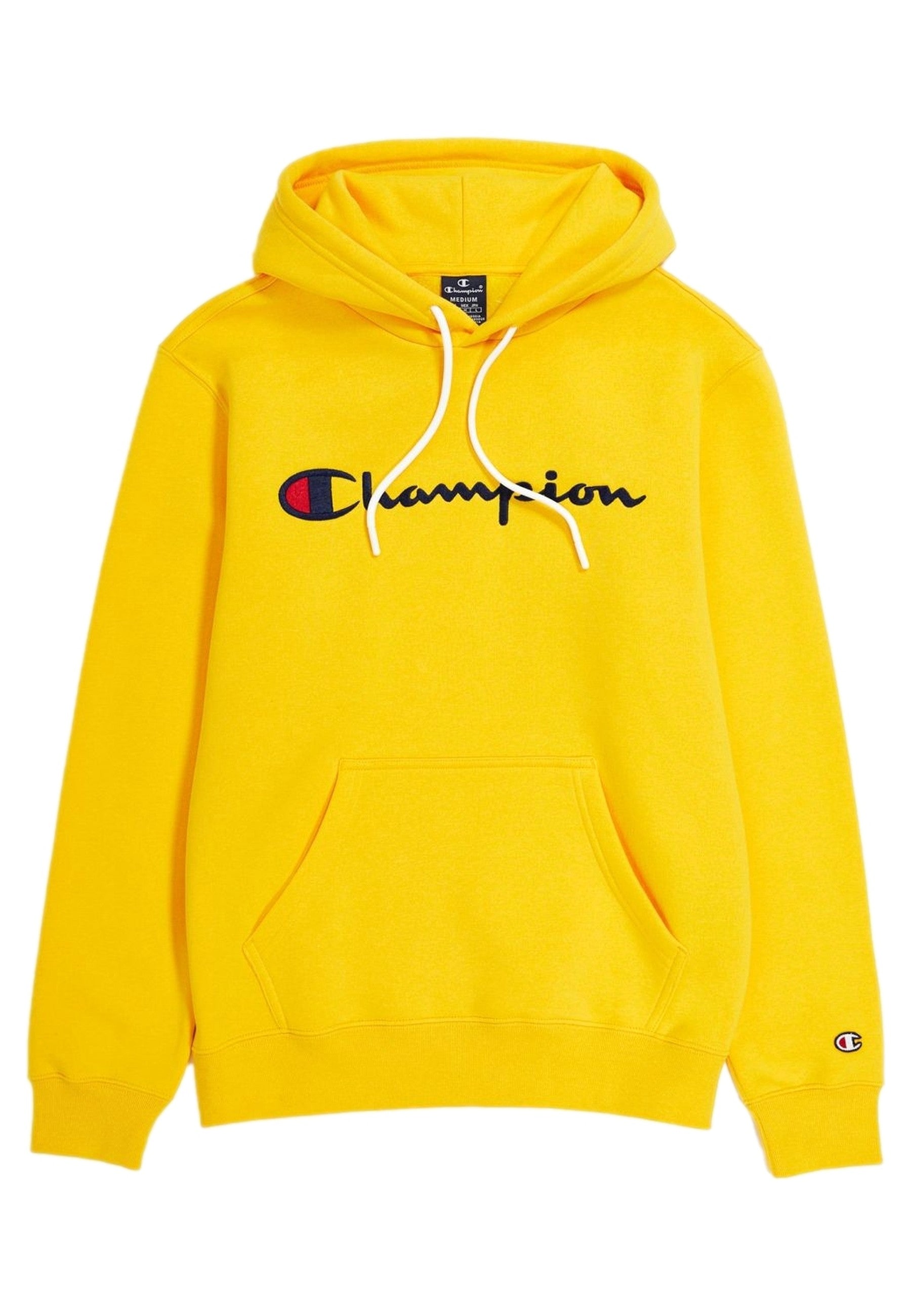 SUDADERA CHAMPION AMARILLA EMBROIDERED SCRIPT LOGO HOODIE