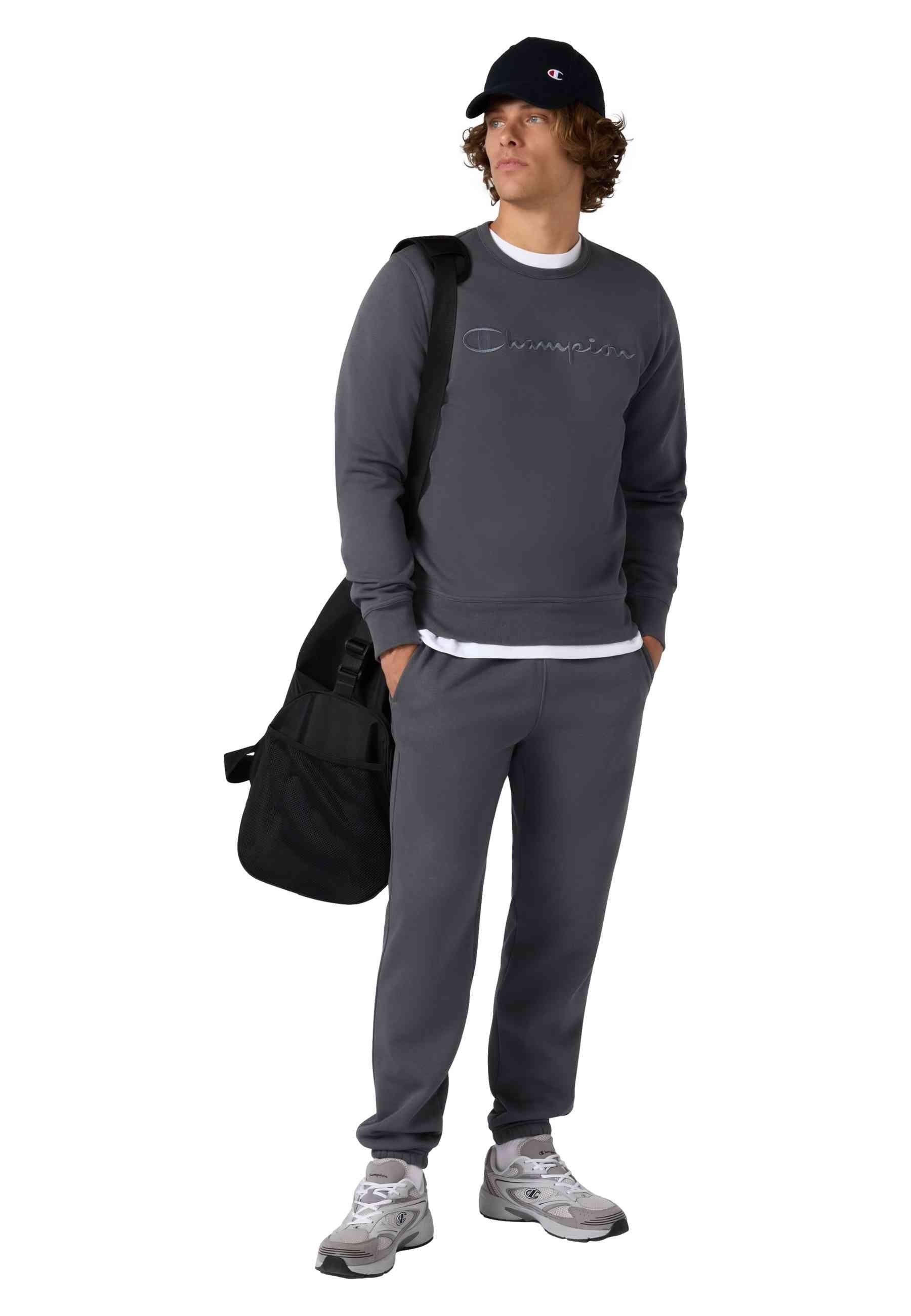 SUDADERA CHAMPION ANTRACITA ICONS EMBROIDERED TONED LOGO CREWNECK